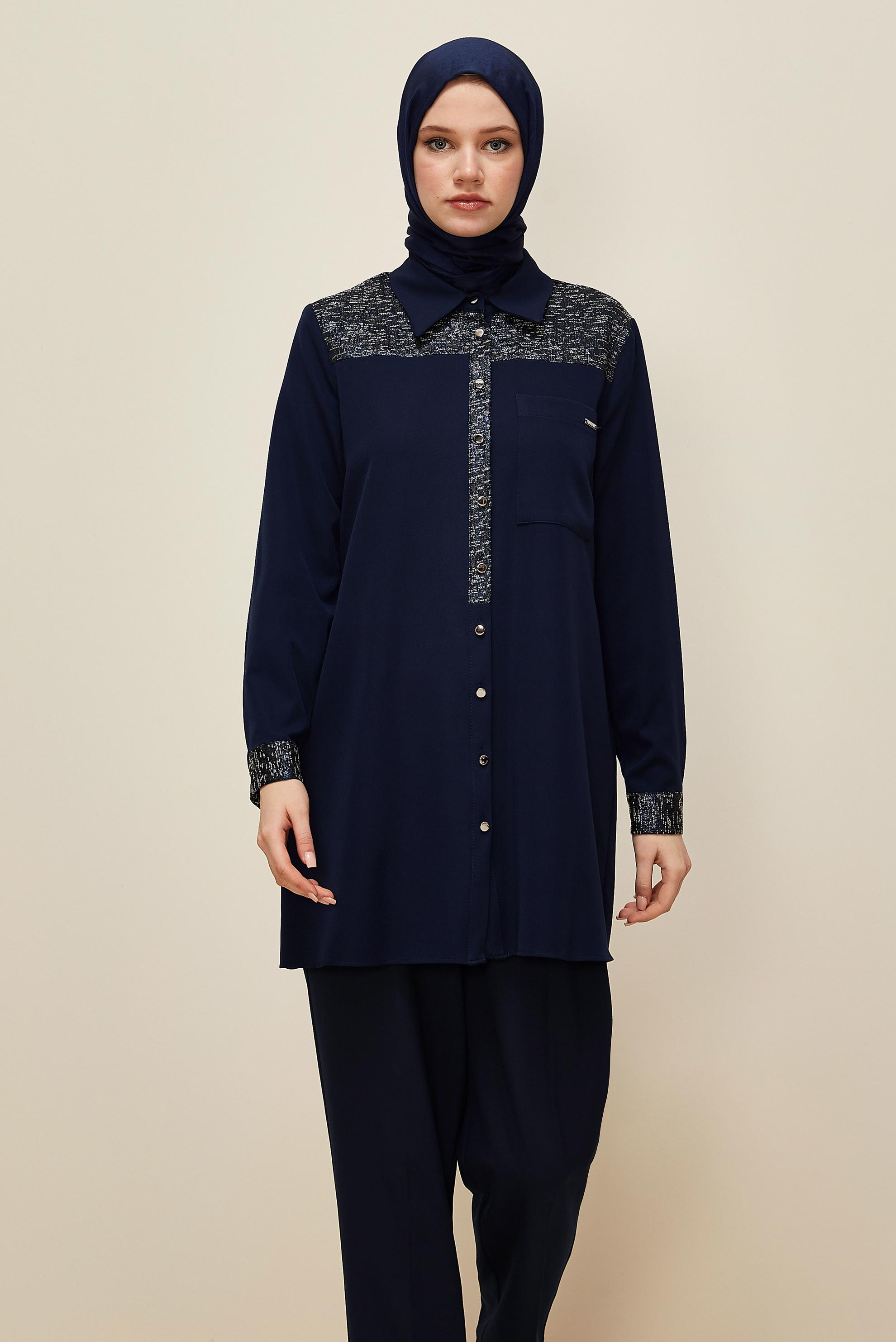 Hijab clothing NAVY BLUE 45993 43961 TUNİK 40-48 TEK 38
