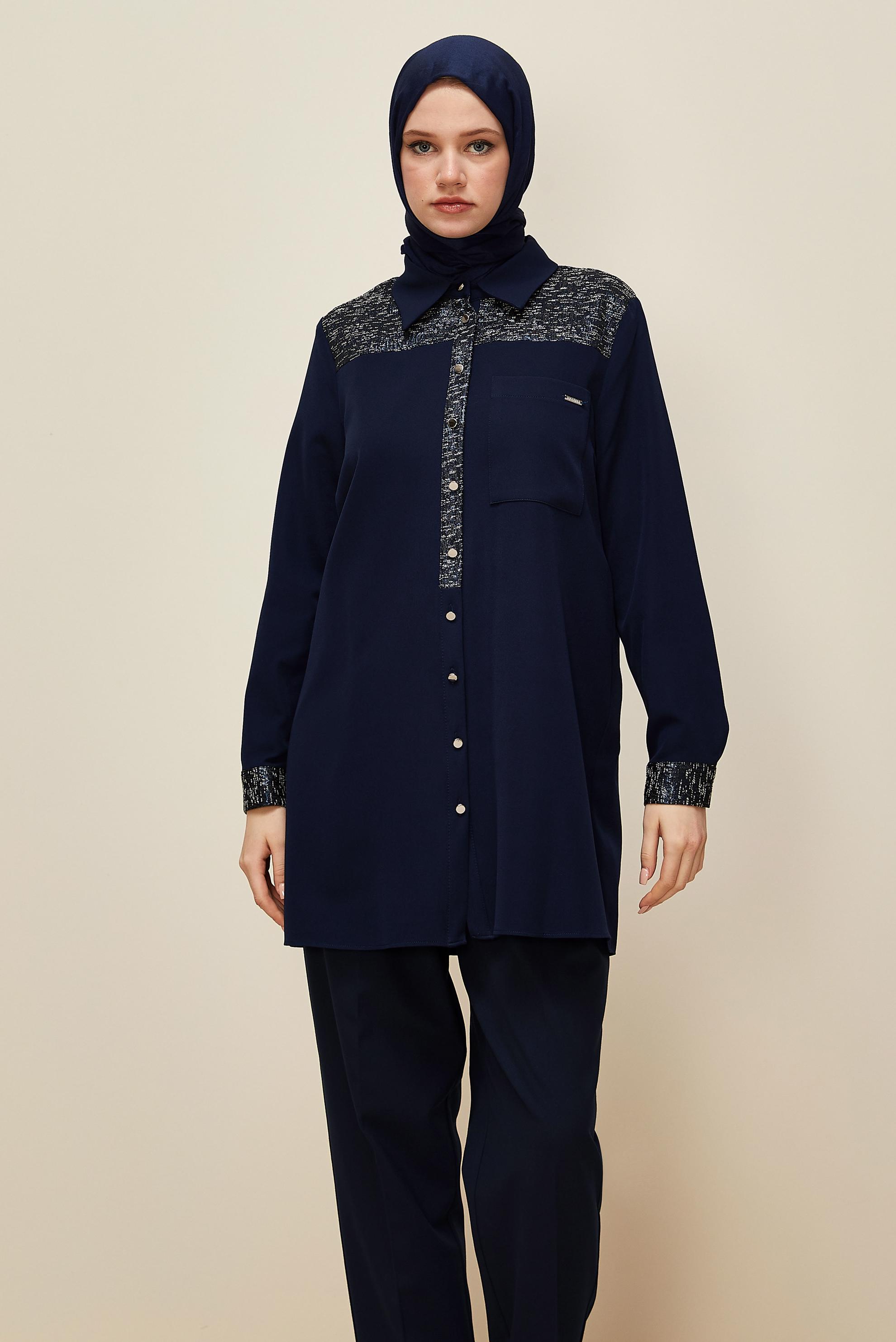 Hijab clothing NAVY BLUE 45993 43961 TUNİK 40-48 TEK 38