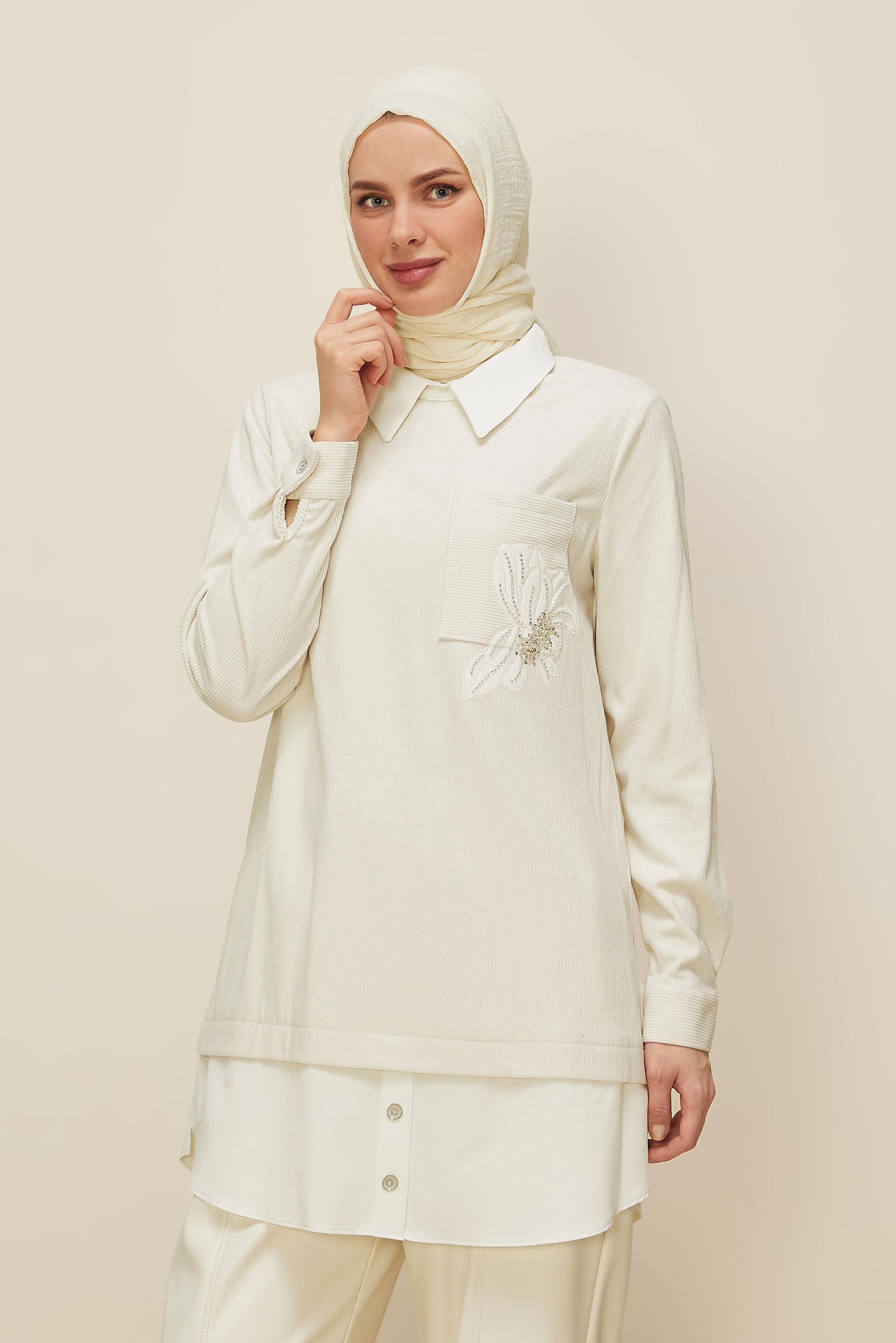 Hijab clothing WHITE SHIRT COLLAR TUNIC 46006