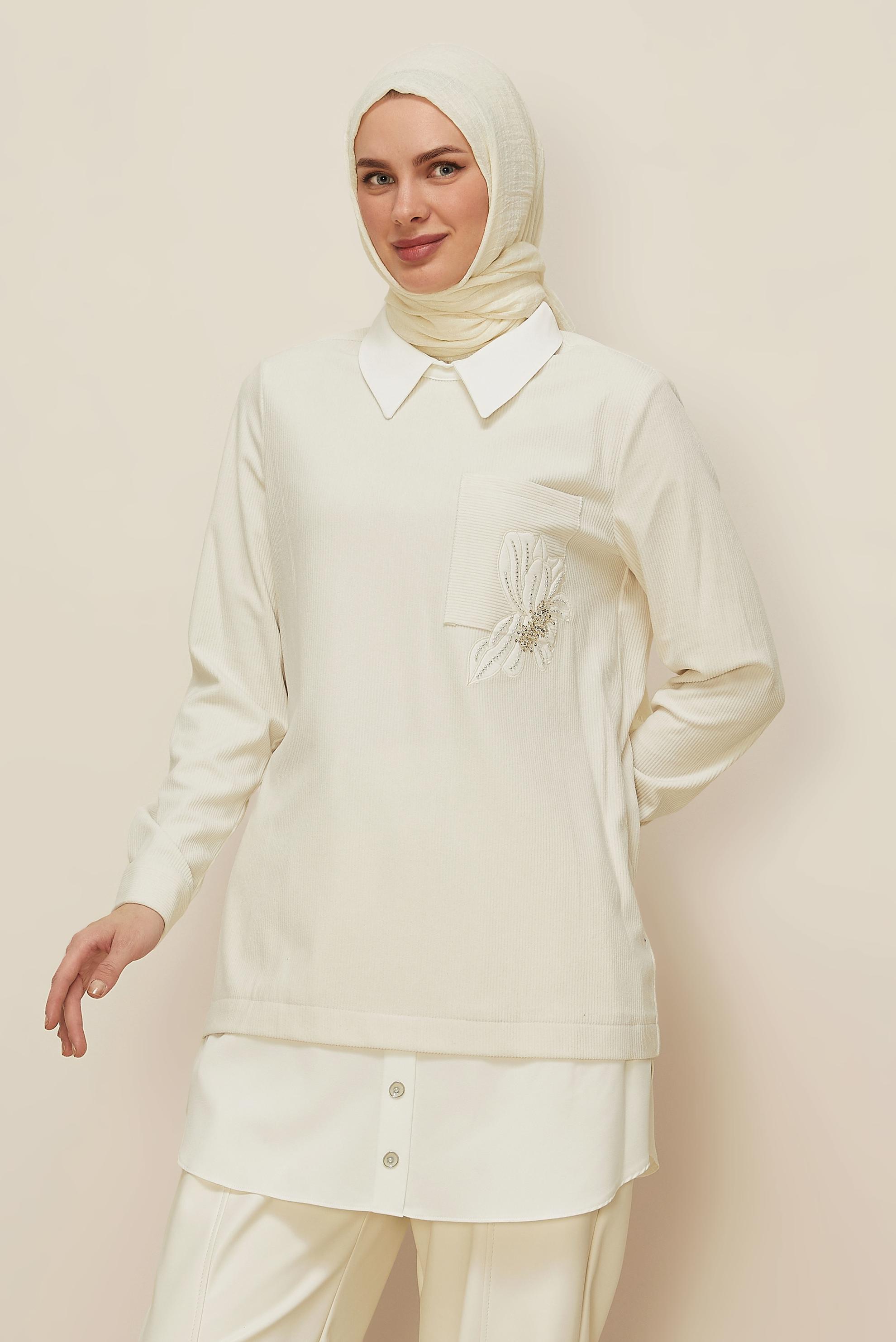 Hijab clothing WHITE SHIRT COLLAR TUNIC 46006