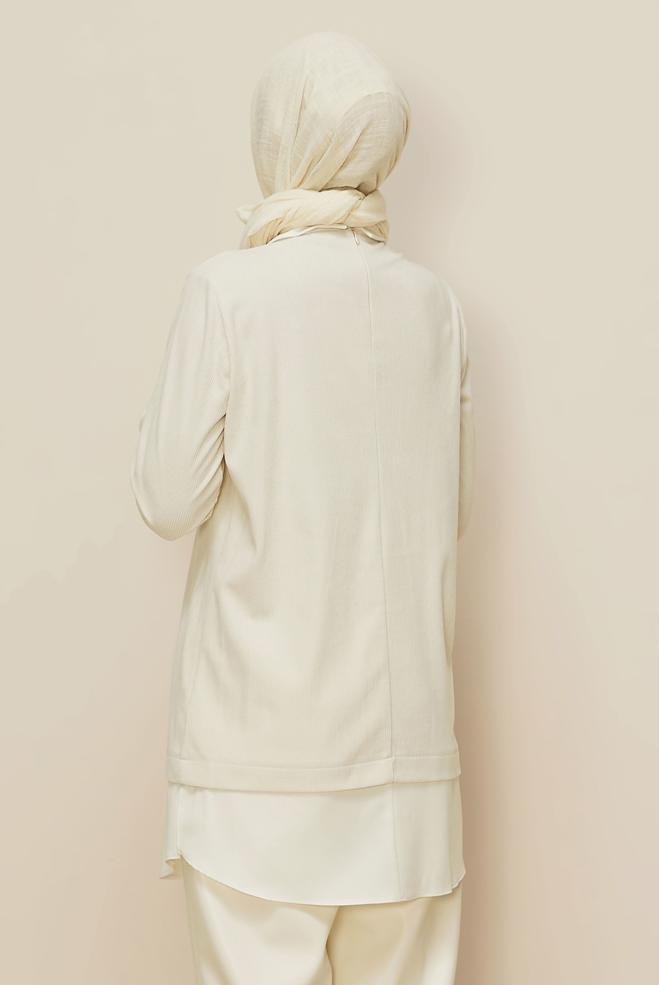 Hijab clothing WHITE SHIRT COLLAR TUNIC 46006 - ALVİNA