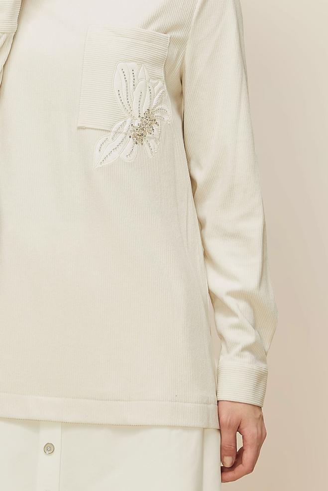 Tesettür giyim BEYAZ GÖMLEK GARNİLİ TUNİK 46006 - ALVİNA