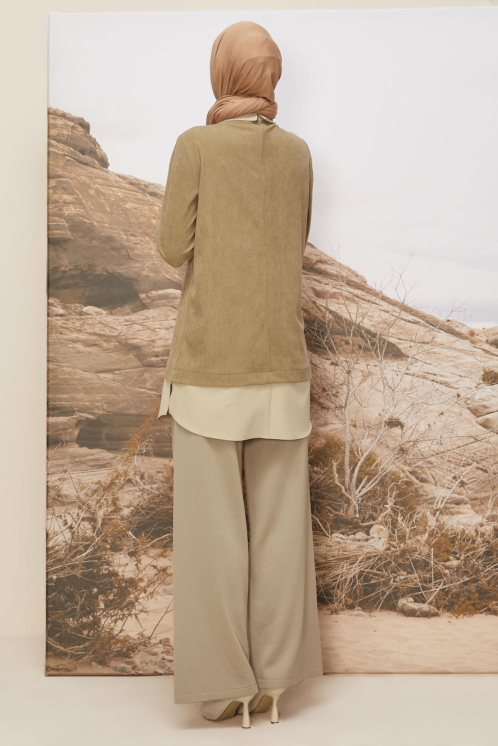 Hijab clothing BROWN SHIRT COLLAR TUNIC 46006