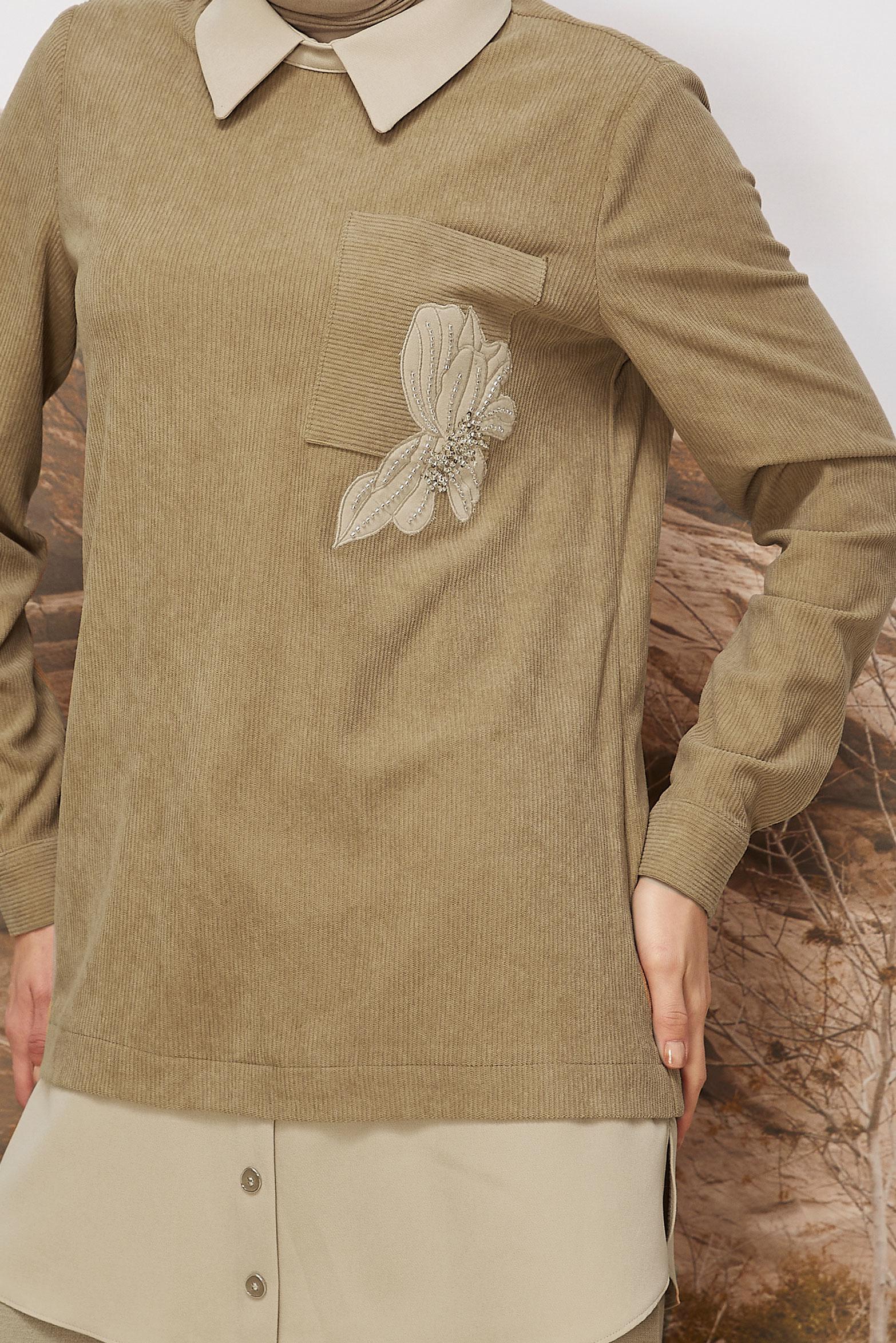 Hijab clothing BROWN SHIRT COLLAR TUNIC 46006