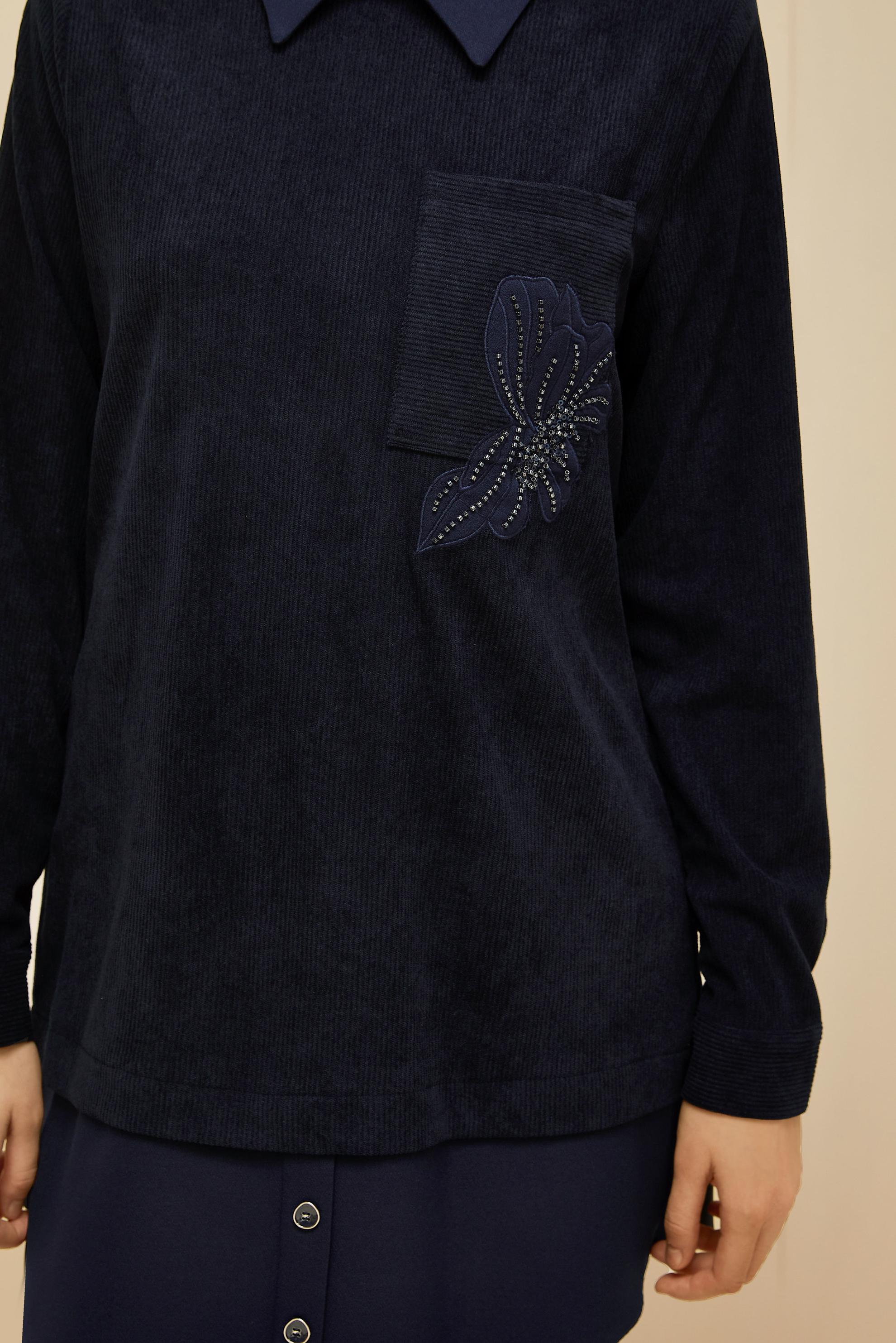 Tesettür giyim LACİVERT GÖMLEK GARNİLİ TUNİK 46006