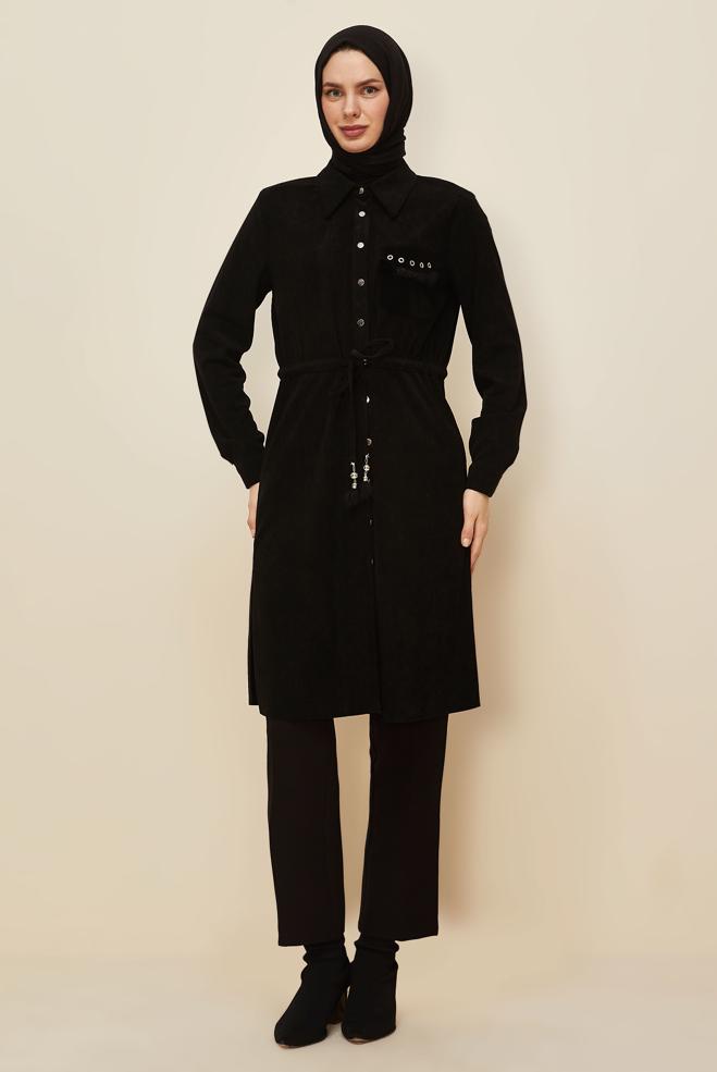 Tesettür giyim SİYAH 46007 8693 TUNİK 38-46 TEK40 - ALVİNA