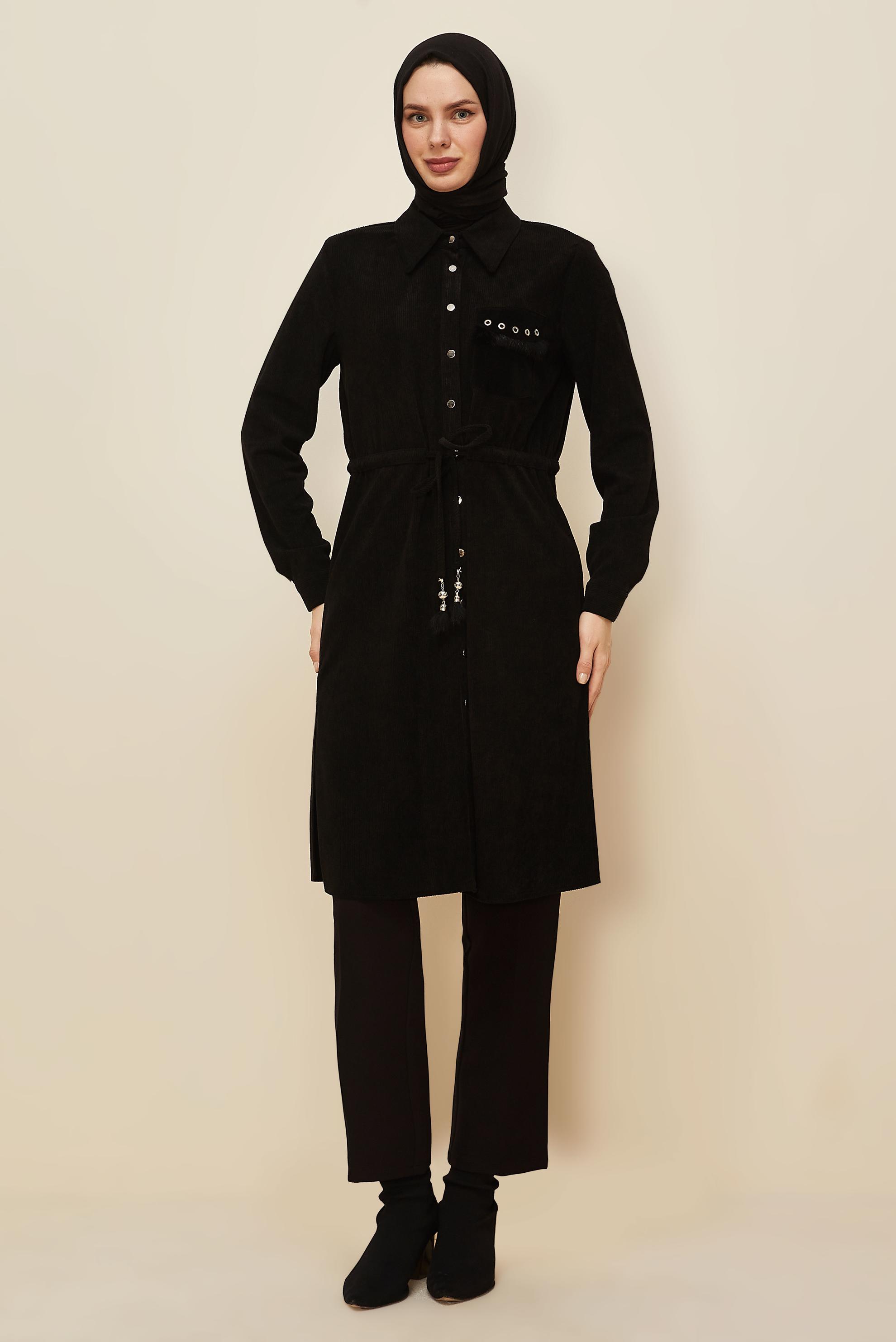 Tesettür giyim SİYAH 46007 8693 TUNİK 38-46 TEK40