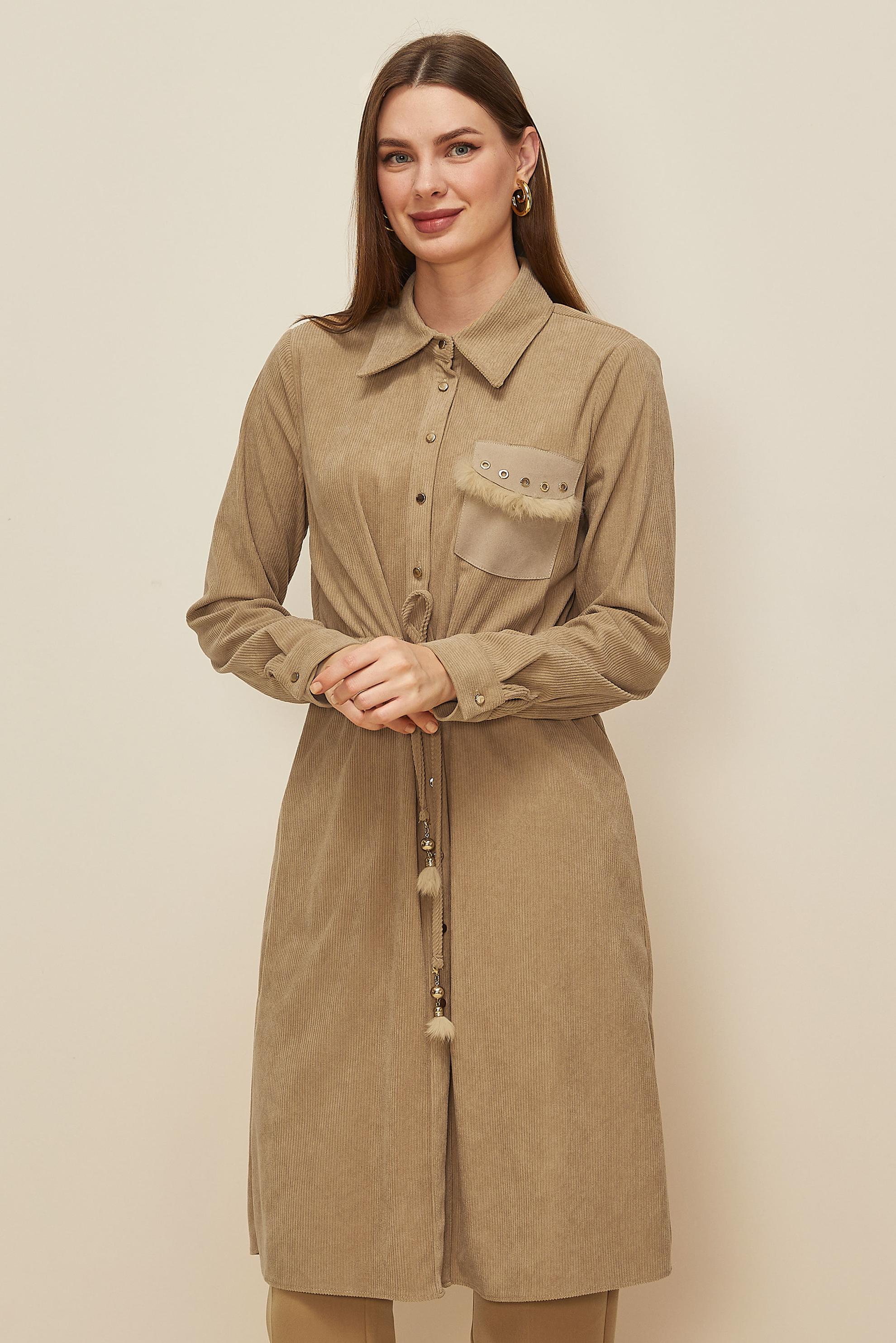 Tesettür giyim KAHVE 46007 8693 TUNİK 38-46 TEK40