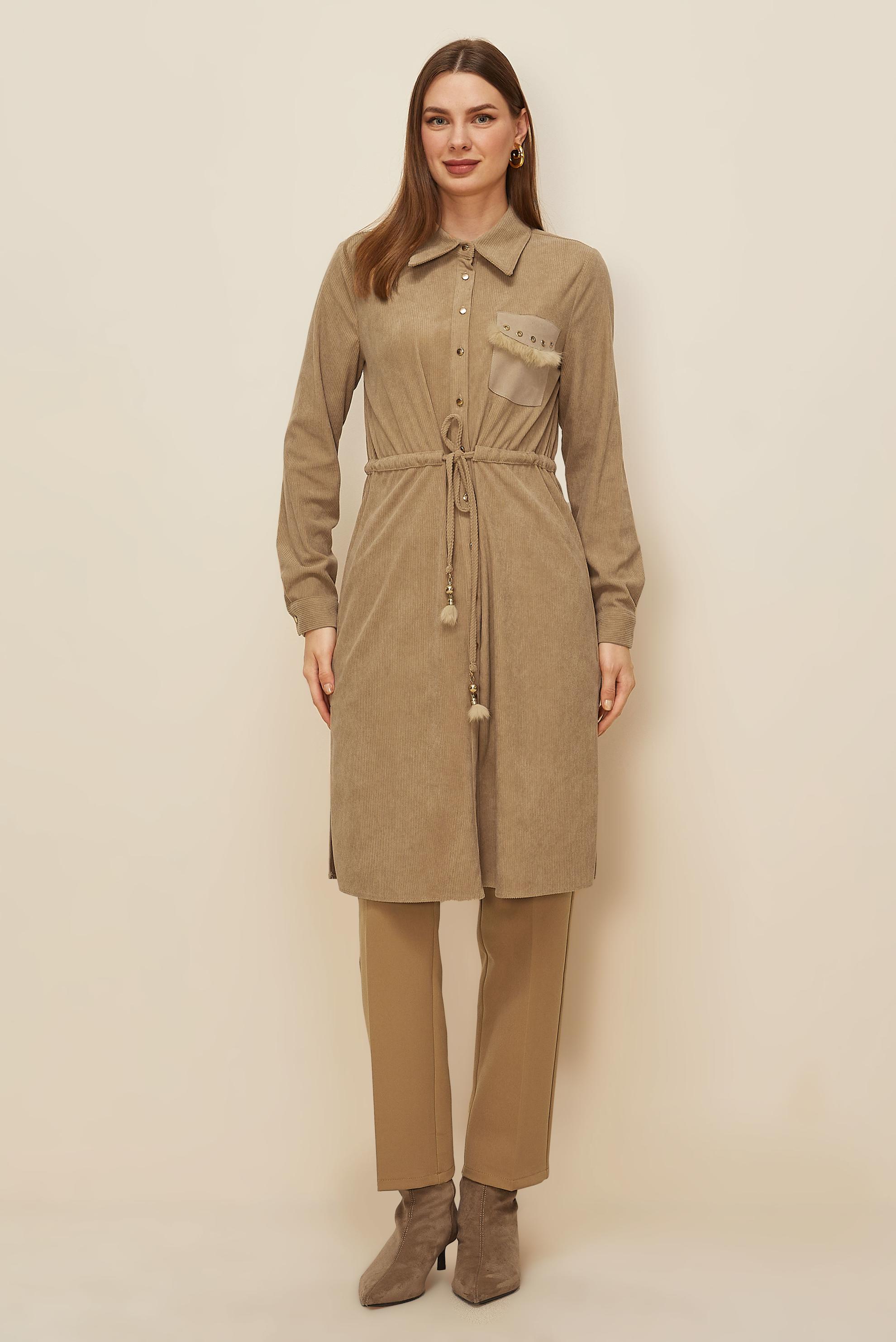 Tesettür giyim KAHVE 46007 8693 TUNİK 38-46 TEK40