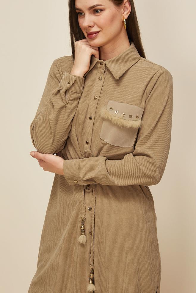 Tesettür giyim KAHVE 46007 8693 TUNİK 38-46 TEK40 - ALVİNA