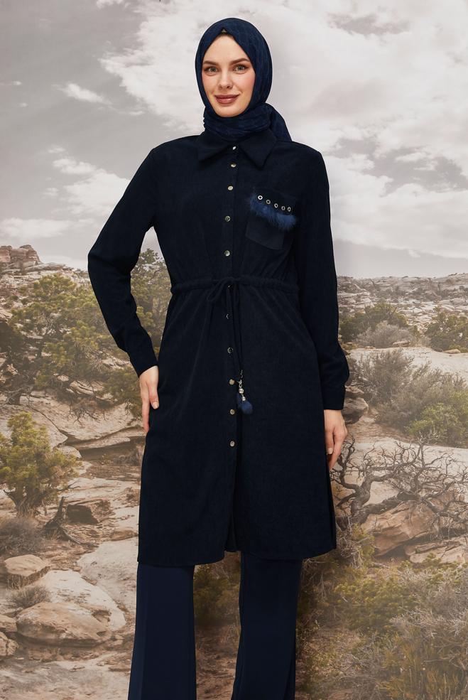 Tesettür giyim LACİVERT 46007 8693 TUNİK 38-46 TEK40 - ALVİNA