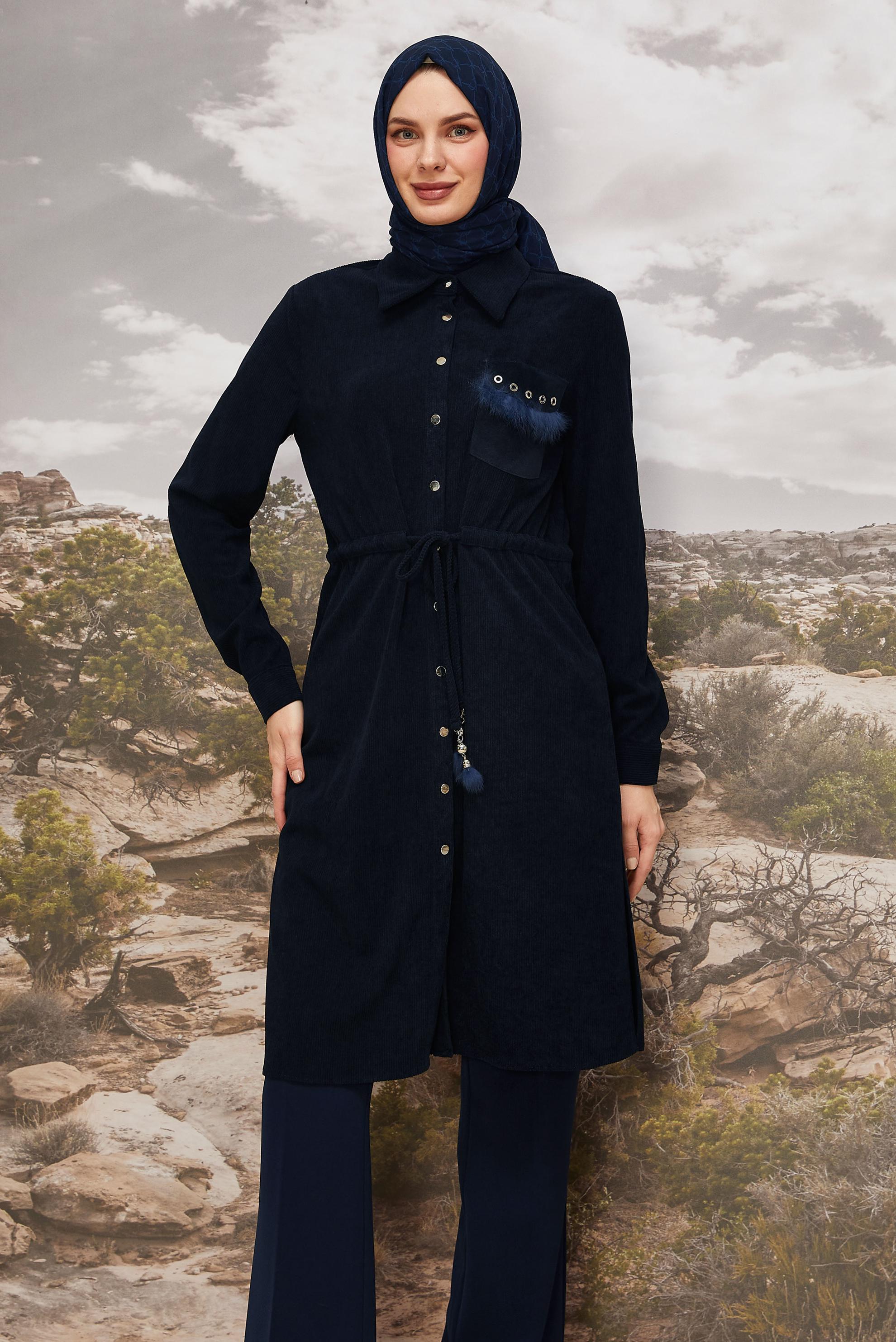 Tesettür giyim LACİVERT 46007 8693 TUNİK 38-46 TEK40