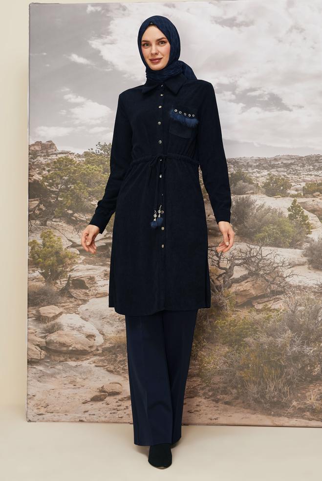 Tesettür giyim LACİVERT 46007 8693 TUNİK 38-46 TEK40 - ALVİNA