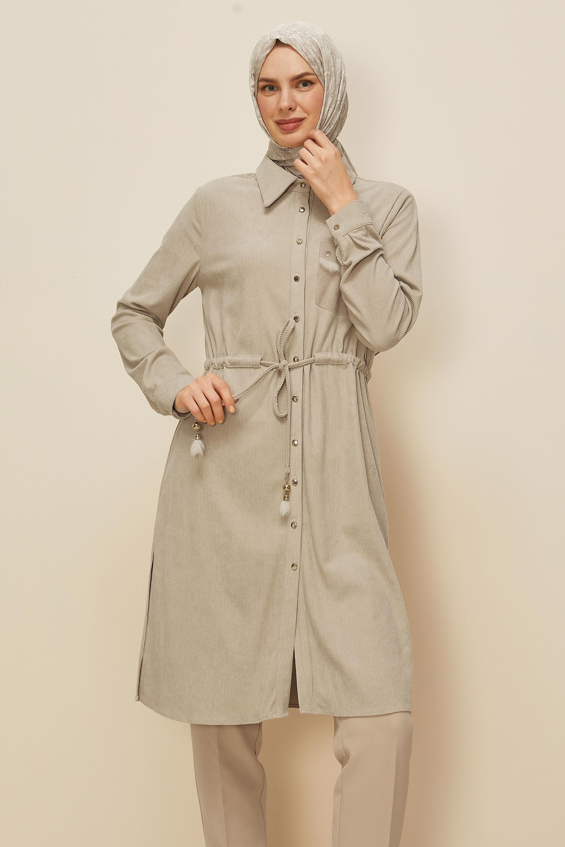 Tesettür giyim BEJ 46007 8693 TUNİK 38-46 TEK40