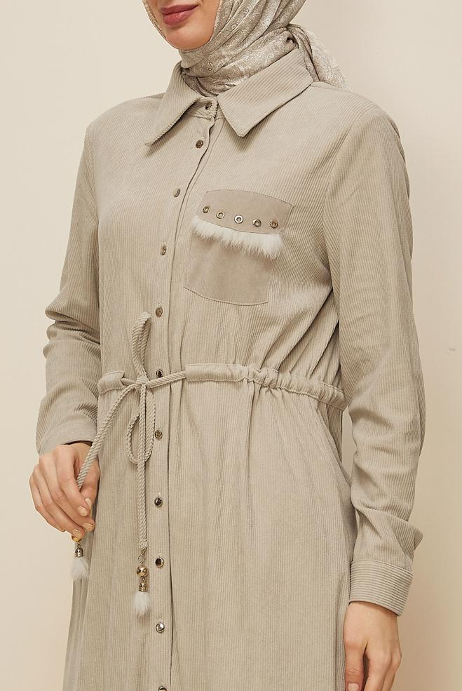 Tesettür giyim BEJ 46007 8693 TUNİK 38-46 TEK40 - ALVİNA