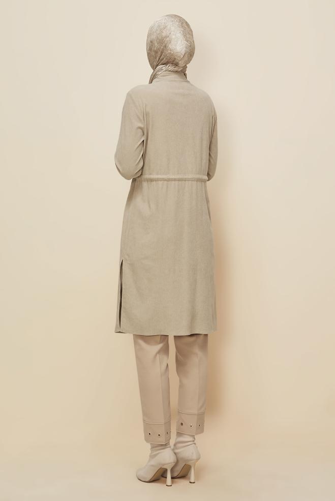 Tesettür giyim BEJ 46007 8693 TUNİK 38-46 TEK40 - ALVİNA