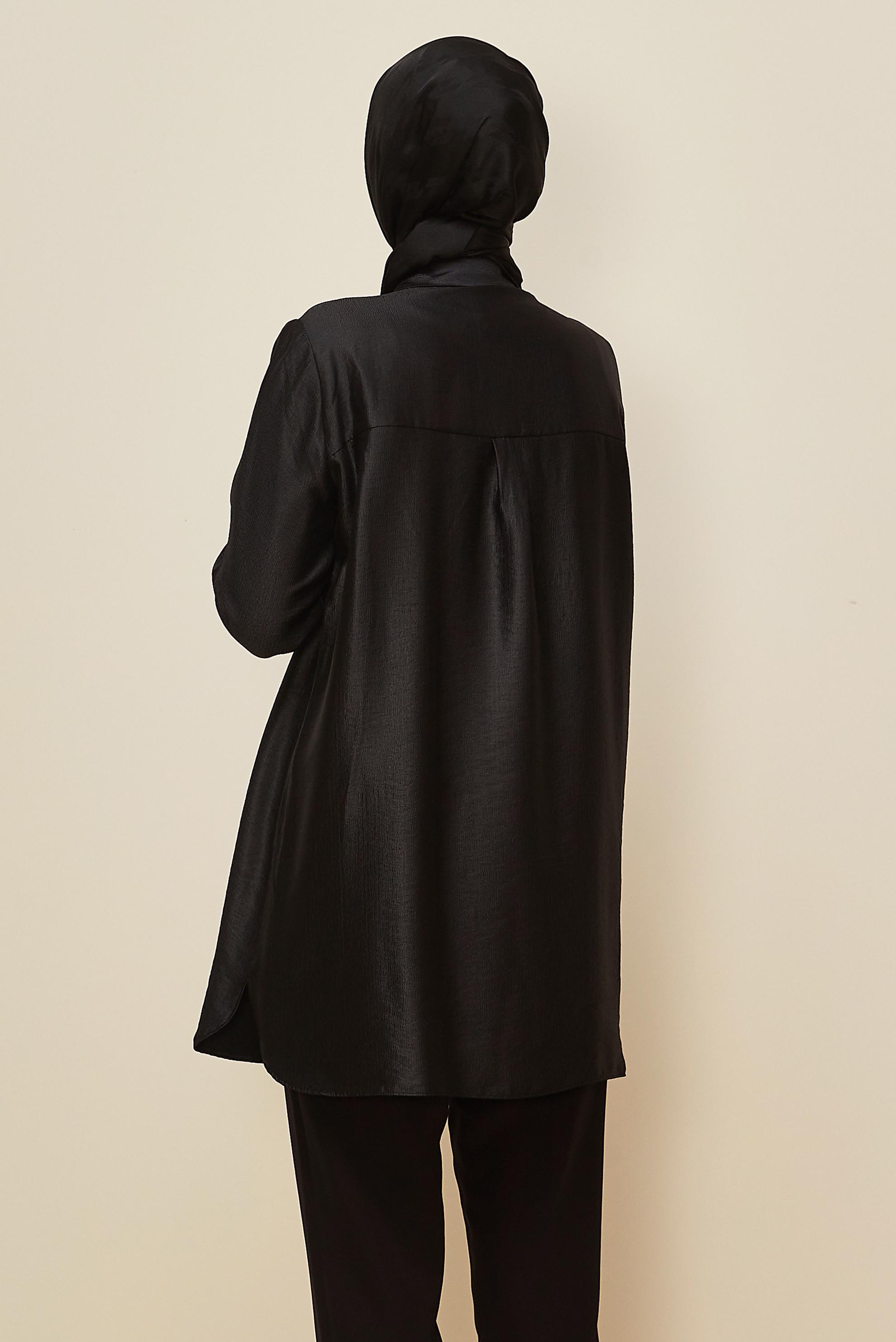 Vêtements hijab NOIR TUNIQUE BRODÉE DE PERLES 46021