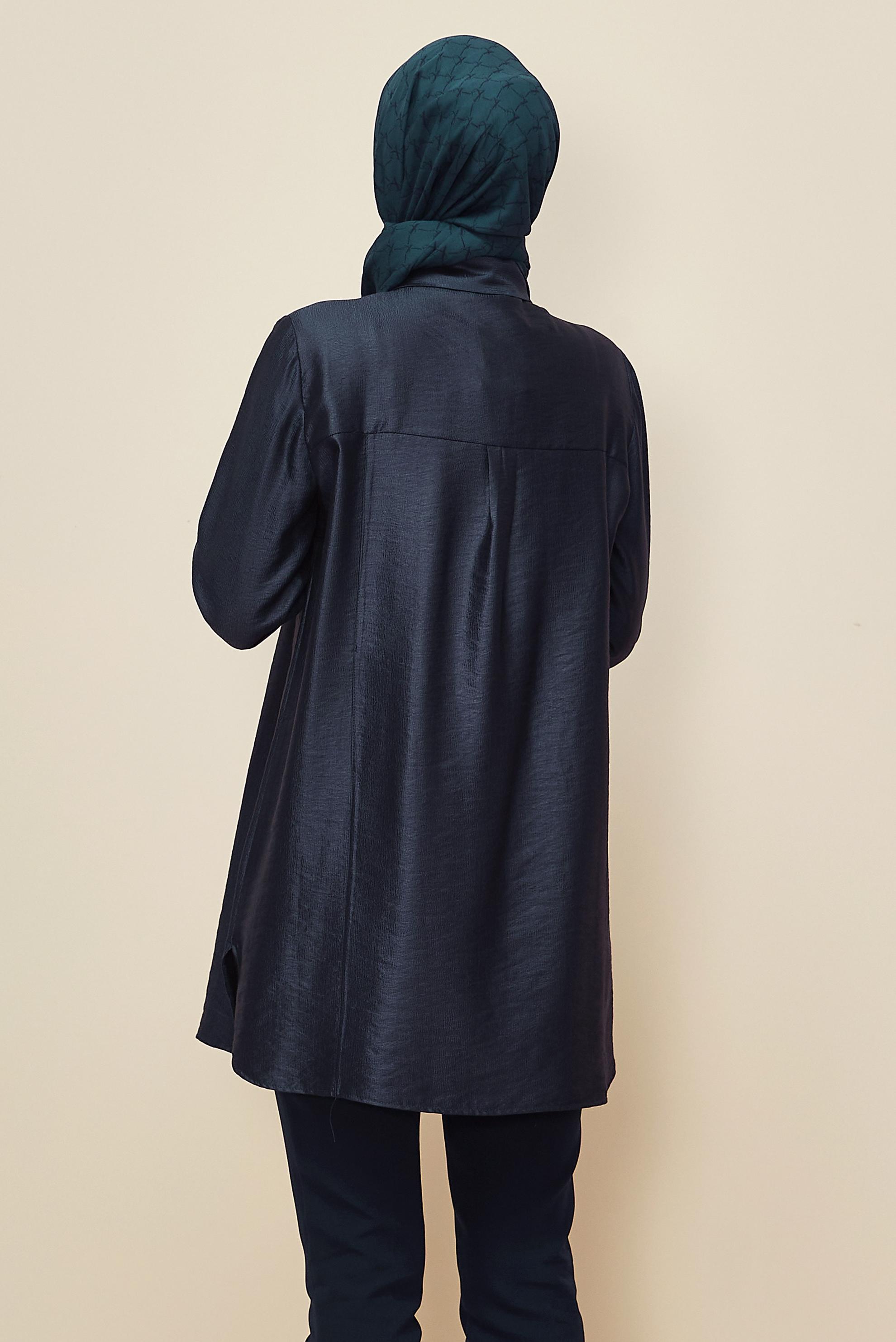 Vêtements hijab BLEU MARINE TUNIQUE BRODÉE DE PERLES 46021