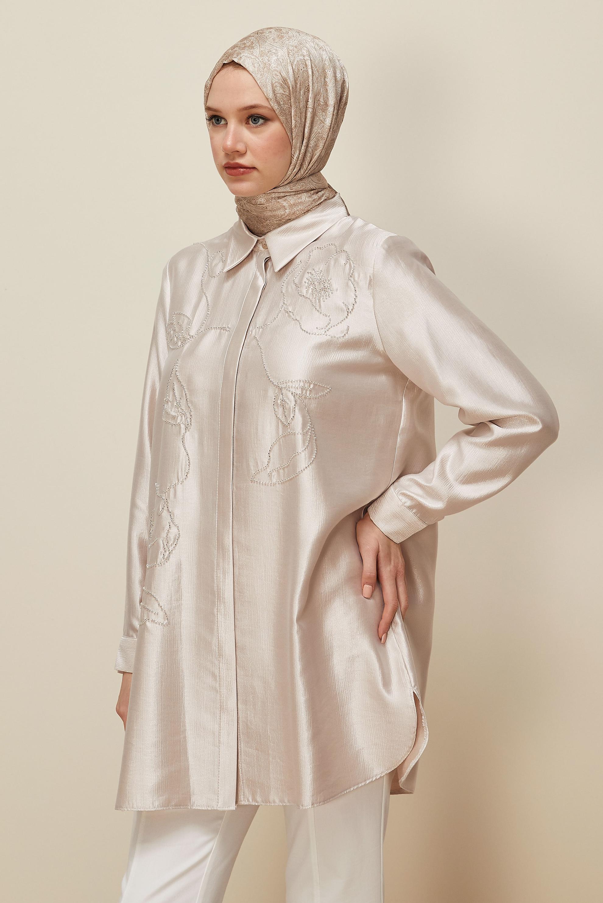 Hijab clothing ECRU 46021 12502 TUNİK 40-48 TEK38