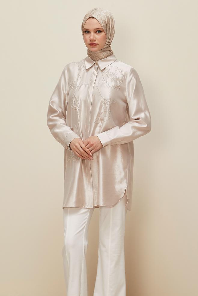 Hijab clothing ECRU 46021 12502 TUNİK 40-48 TEK38 - ALVİNA