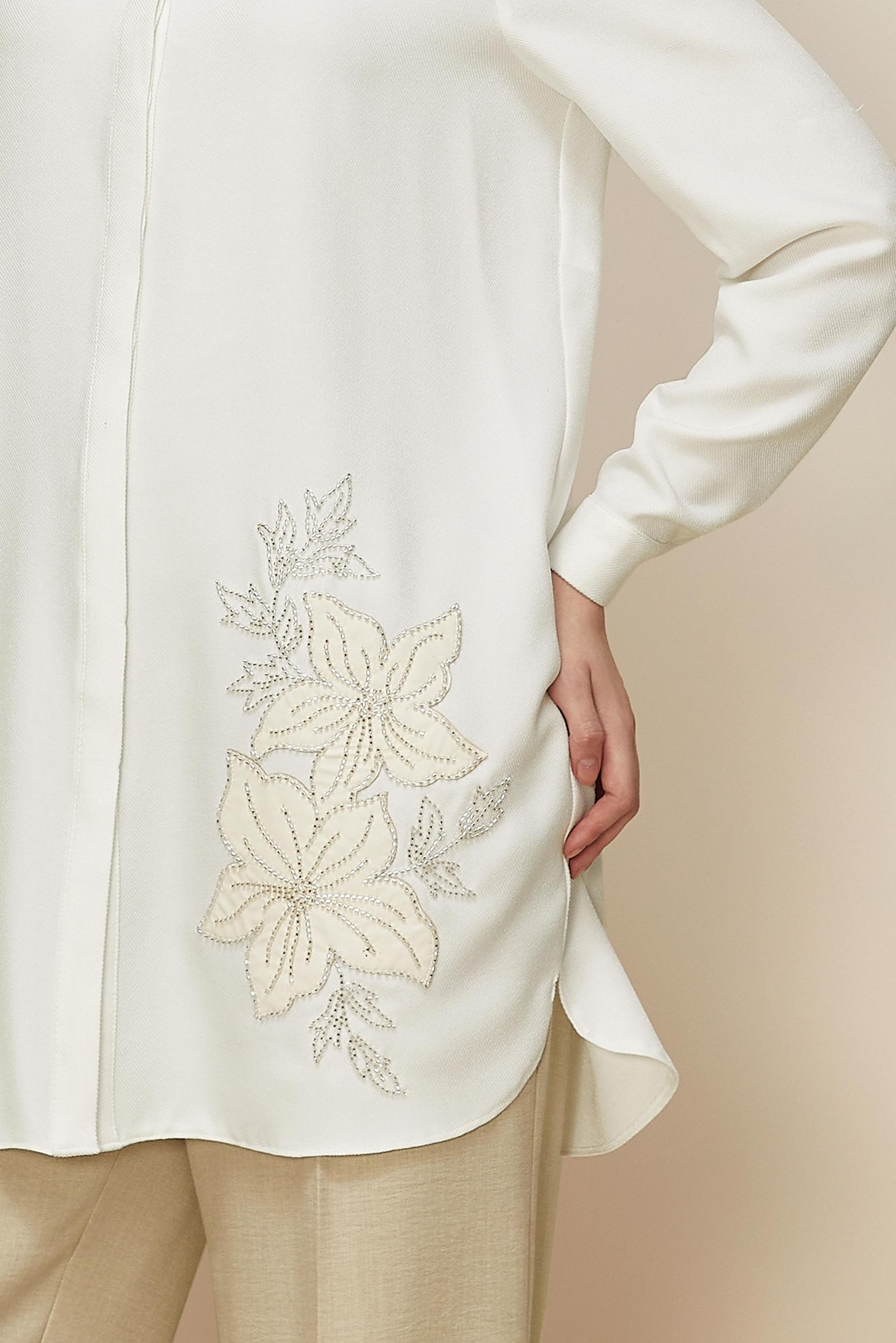 Tesettür giyim BEYAZ BONCUK DETAYLI TUNİK 46022