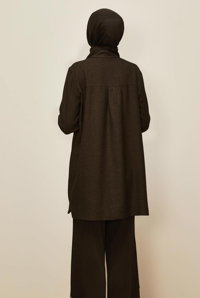 Hijab clothing BROWN BEAD DETAILED TUNIC 46022 - ALVİNA