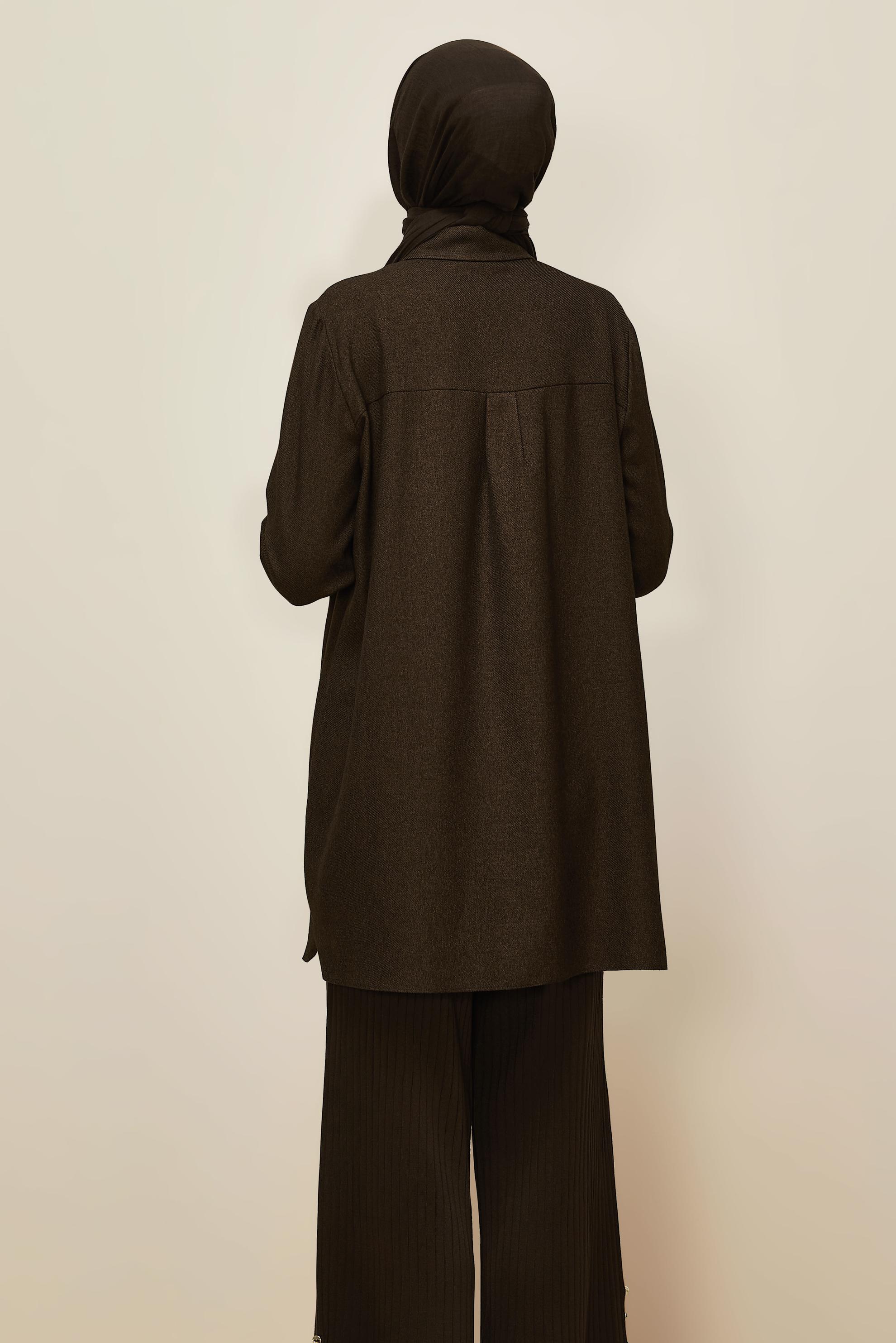 Hijab clothing BROWN BEAD DETAILED TUNIC 46022