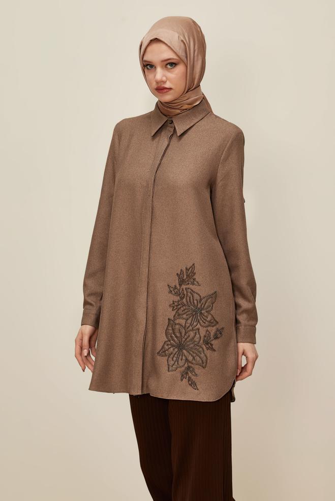 Hijab clothing TABA BEAD DETAILED TUNIC 46022 - ALVİNA