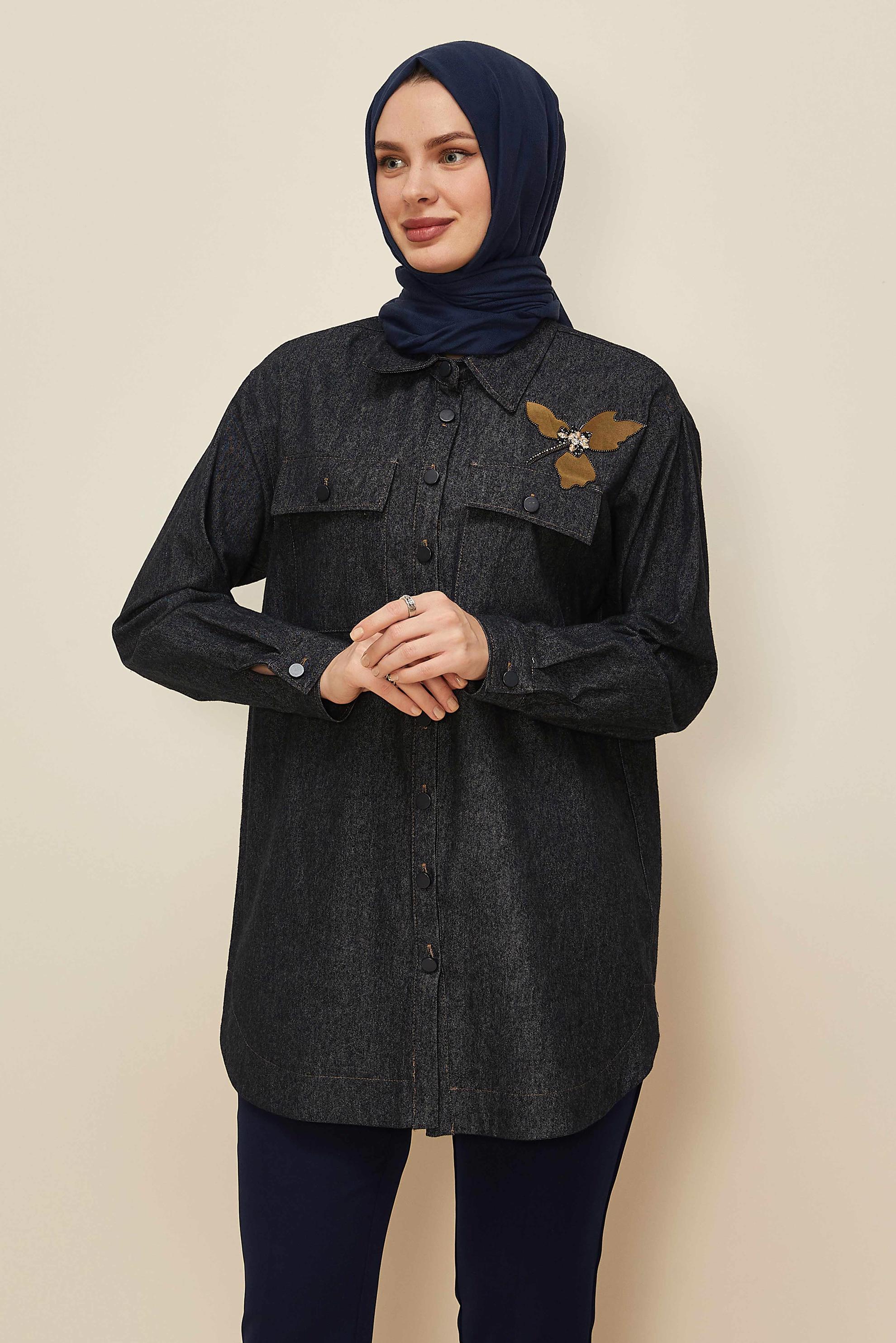 Tesettür giyim LACİVERT 46023 90607-504 TUNİK 38-44 TEK 40