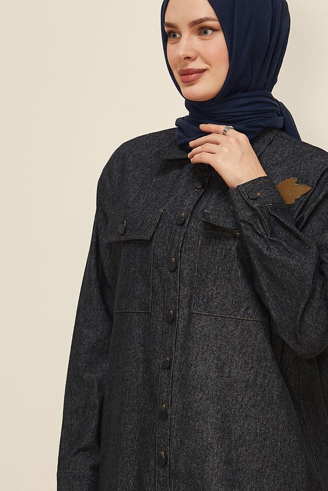 Tesettür giyim LACİVERT 46023 90607-504 TUNİK 38-44 TEK 40 - ALVİNA