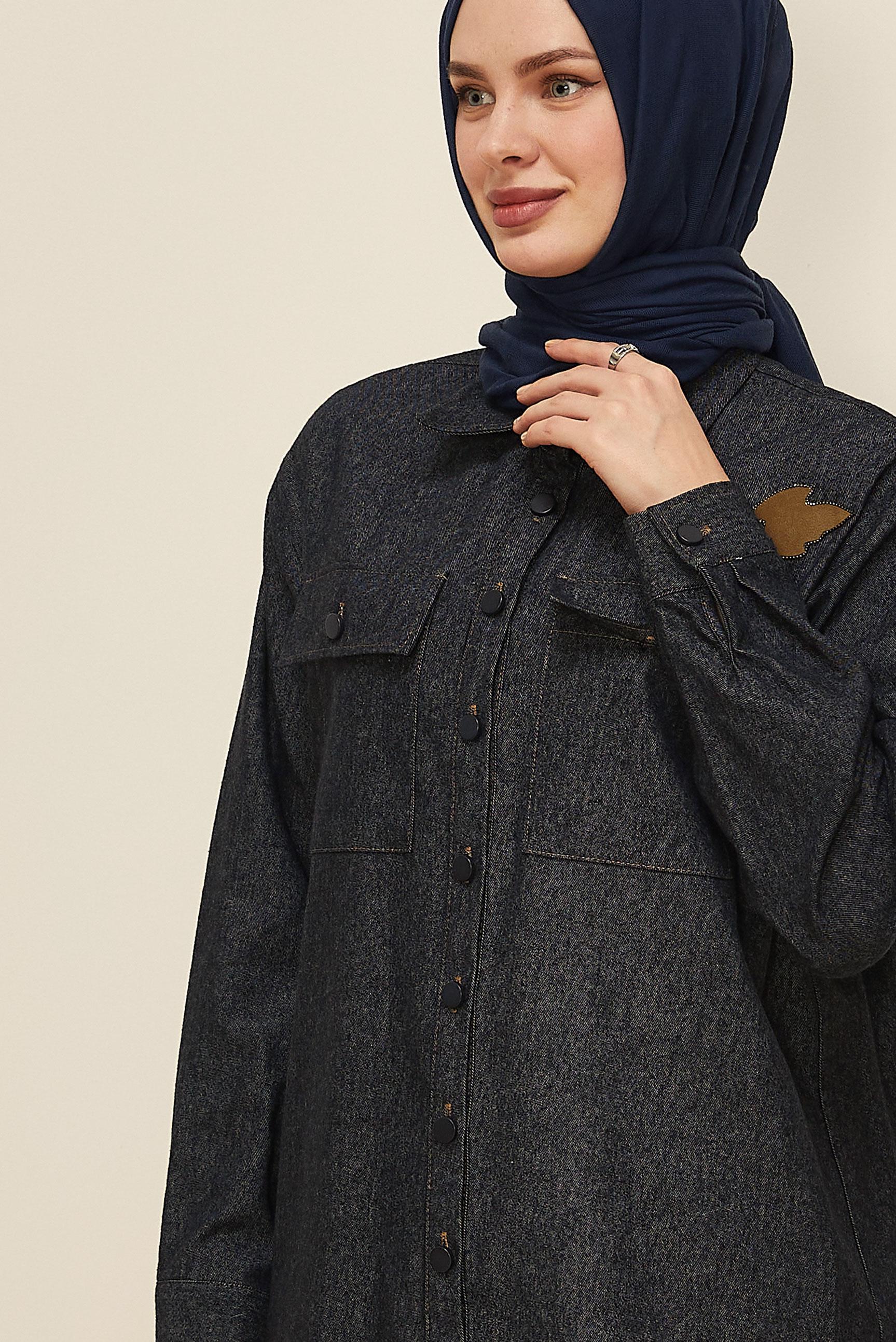 Tesettür giyim LACİVERT 46023 90607-504 TUNİK 38-44 TEK 40