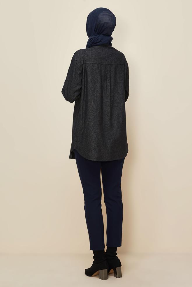 Tesettür giyim LACİVERT 46023 90607-504 TUNİK 38-44 TEK 40 - ALVİNA