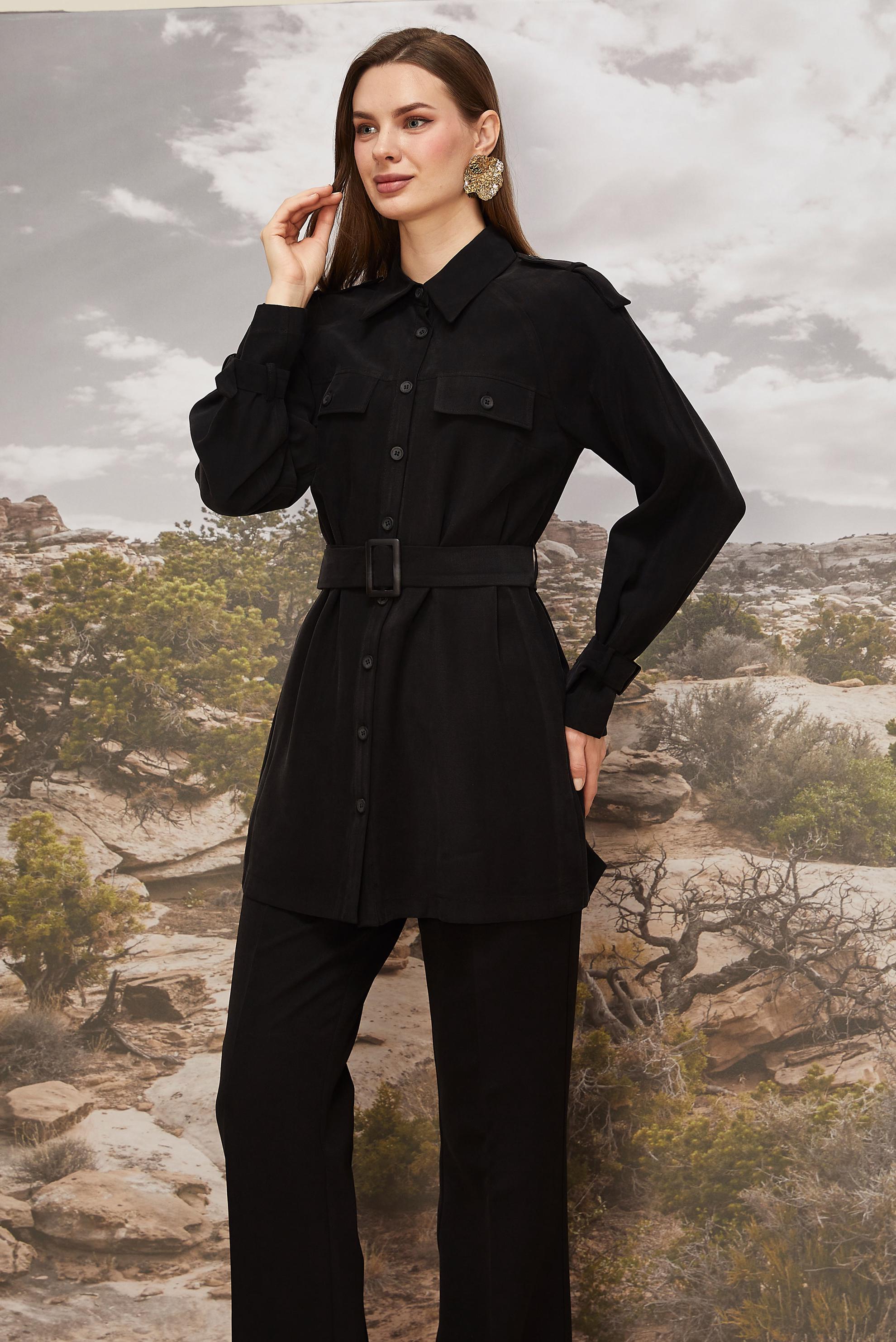 Tesettür giyim SİYAH 46028 ROLEX 421 TUNİK 38-44 TEK40