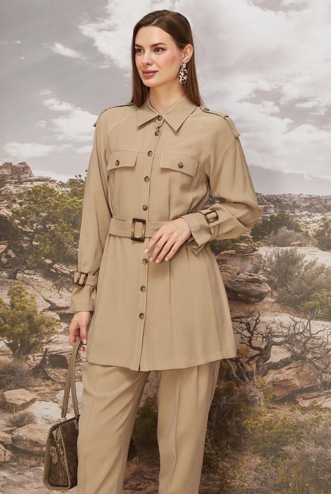 Tesettür giyim KAHVE 46028 ROLEX 421 TUNİK 38-44 TEK40 - ALVİNA