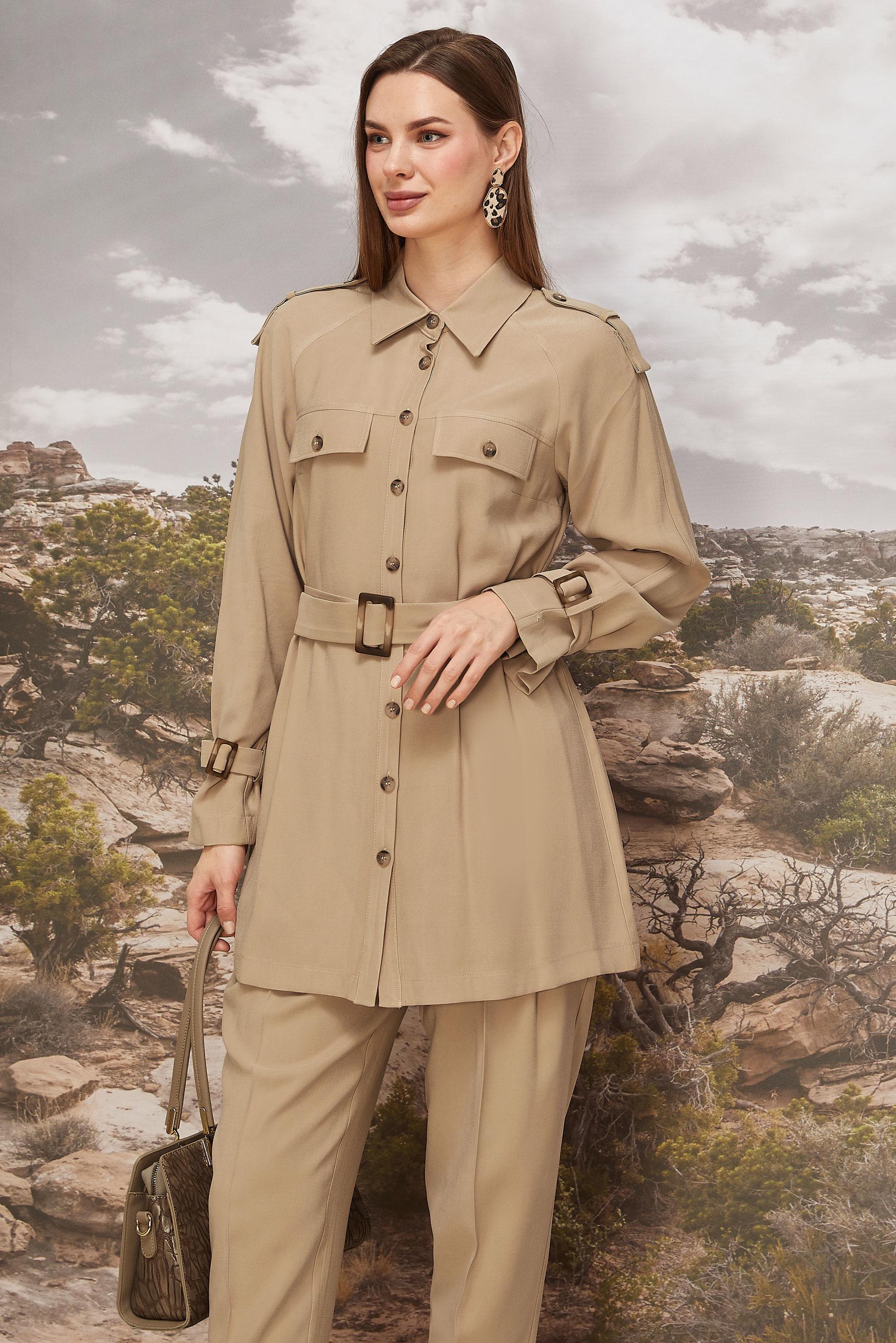 Tesettür giyim KAHVE 46028 ROLEX 421 TUNİK 38-44 TEK40