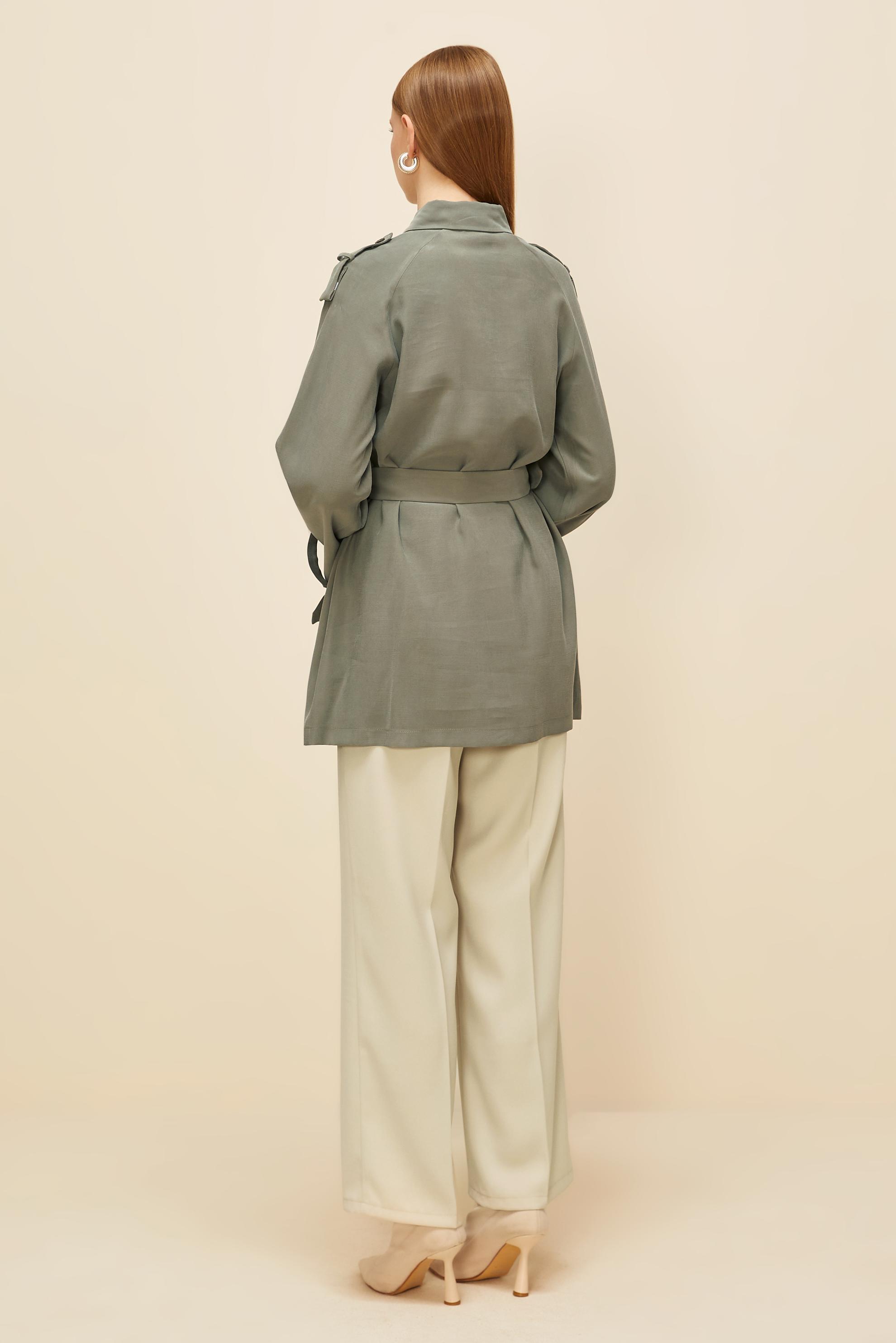 Vêtements hijab KAKI TUNIQUE CEINTURÉE 46028