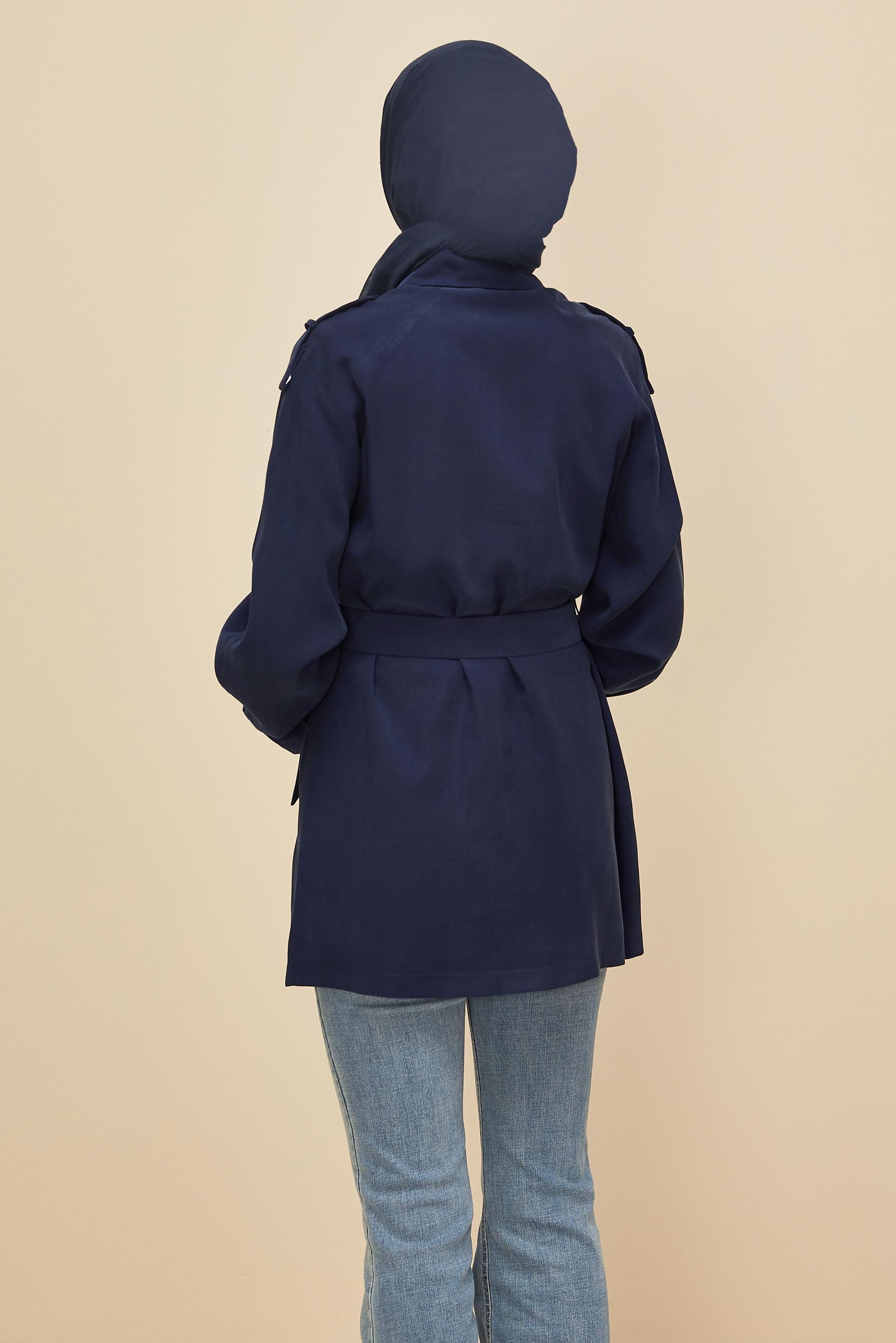 Tesettür giyim LACİVERT KUŞAKLI TUNİK 46028