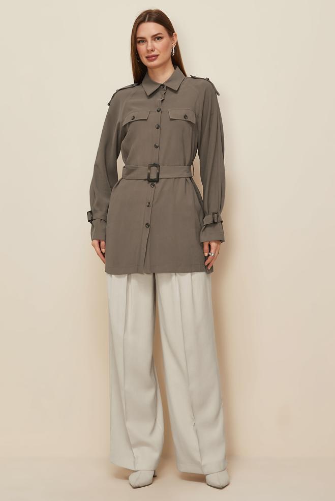 Tesettür giyim VİZON 46028 ROLEX 421 TUNİK 38-44 TEK40 - ALVİNA