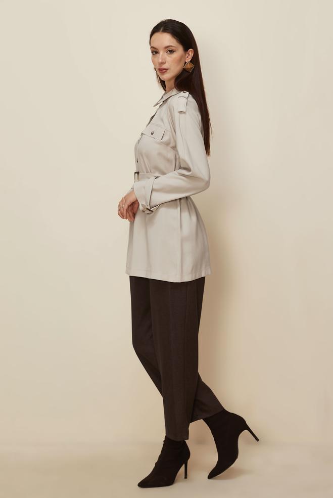 Hijab clothing BEIGE BELTED TUNIC 46028 - ALVİNA