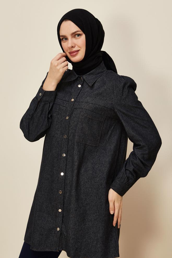 Tesettür giyim LACİVERT 46034 90607 TUNİK 38-44 TEK40 - ALVİNA