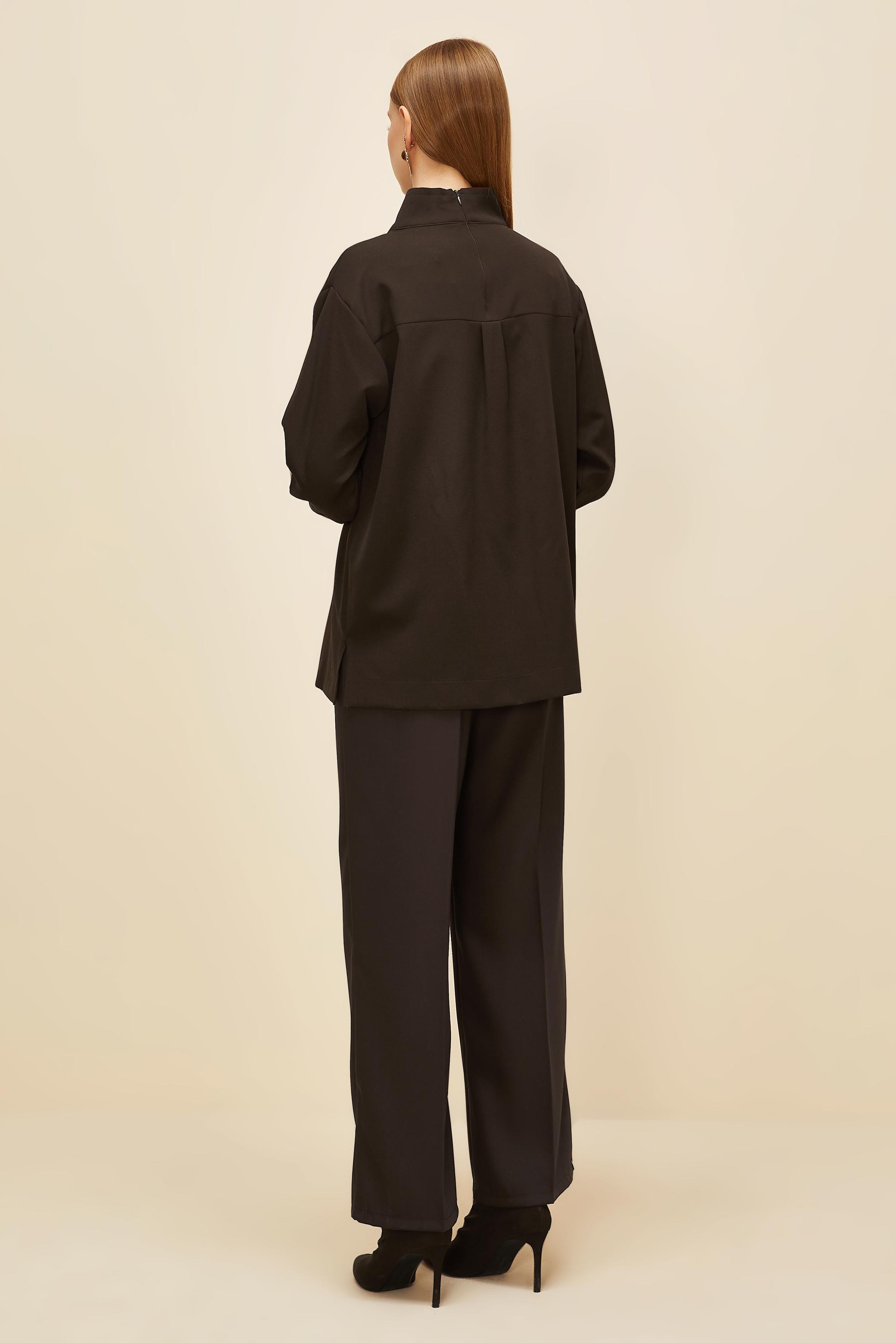 Vêtements hijab BRUN TUNIQUE DÉTAILLÉE EN SIMILICUIR 46043