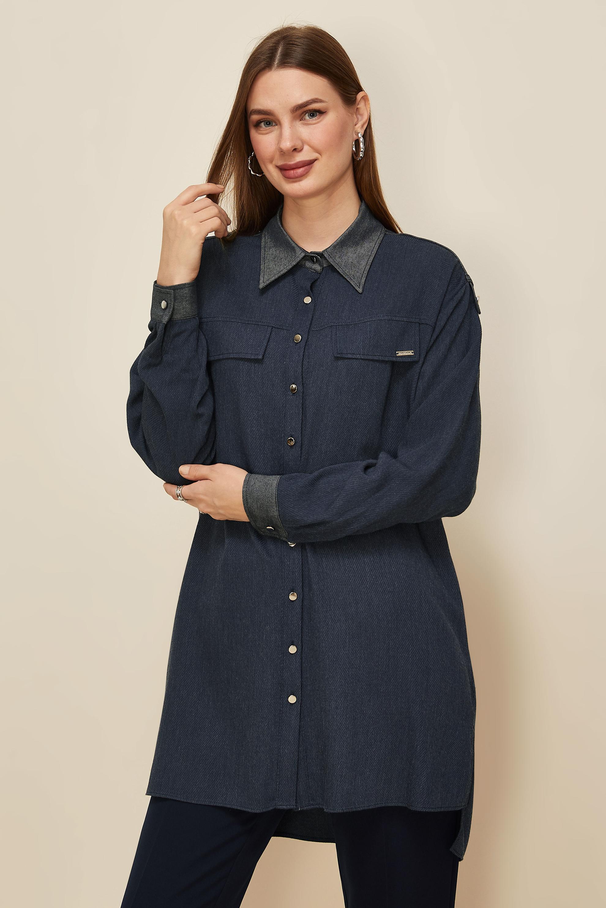 Tesettür giyim LACİVERT 46044 ARENDAL 70038 TUNİK 38-46 TEK 40