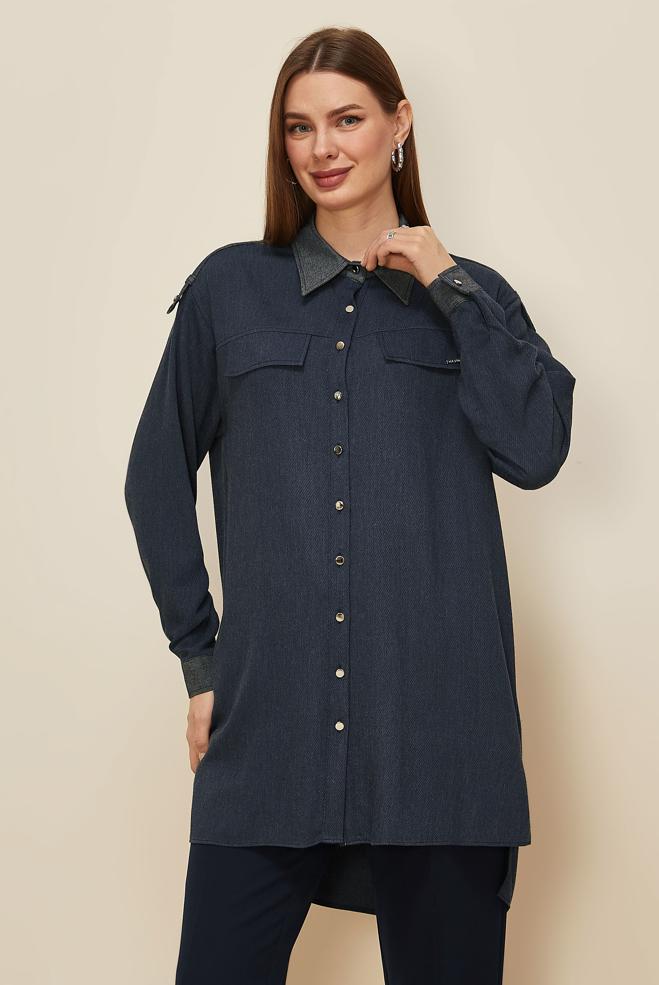 Tesettür giyim LACİVERT 46044 ARENDAL 70038 TUNİK 38-46 TEK 40 - ALVİNA