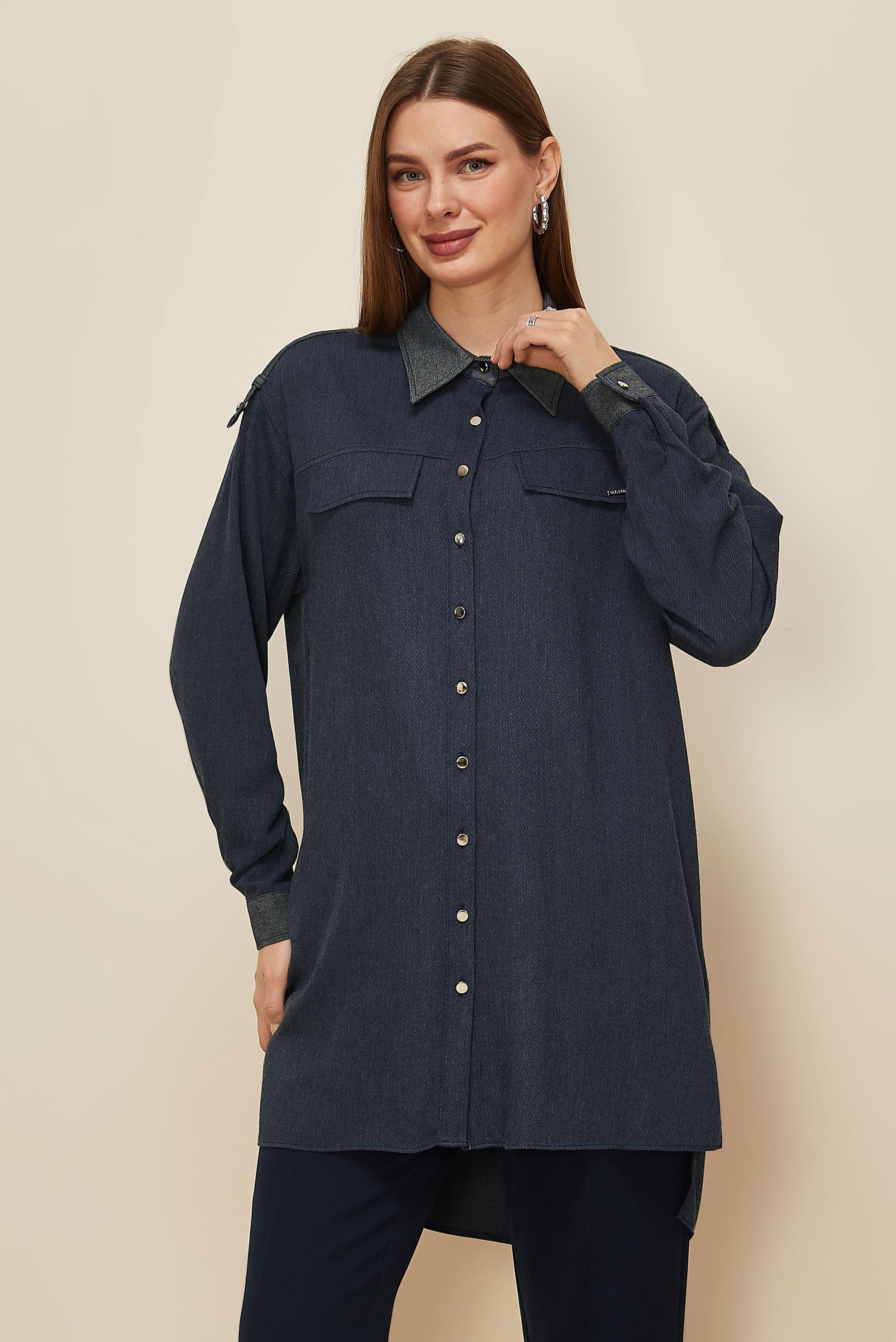 Tesettür giyim LACİVERT 46044 ARENDAL 70038 TUNİK 38-46 TEK 40