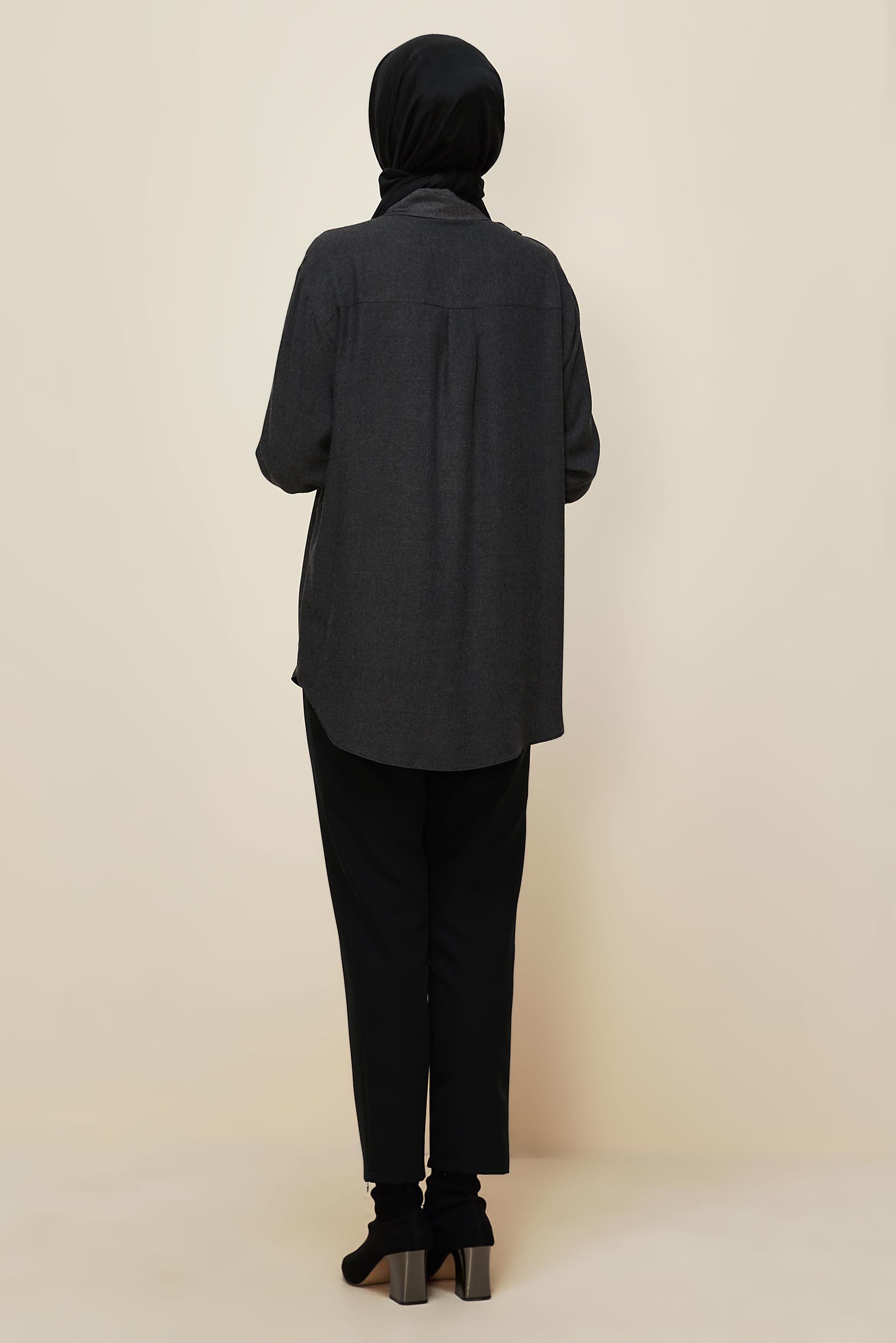 Hijab clothing BLACK EYELET DETAILED TUNIC 46048