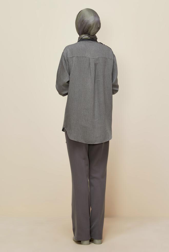 Tesettür giyim GRİ 46048 ARENDAL 70044 TUNİK 38-44 TEK40 - ALVİNA