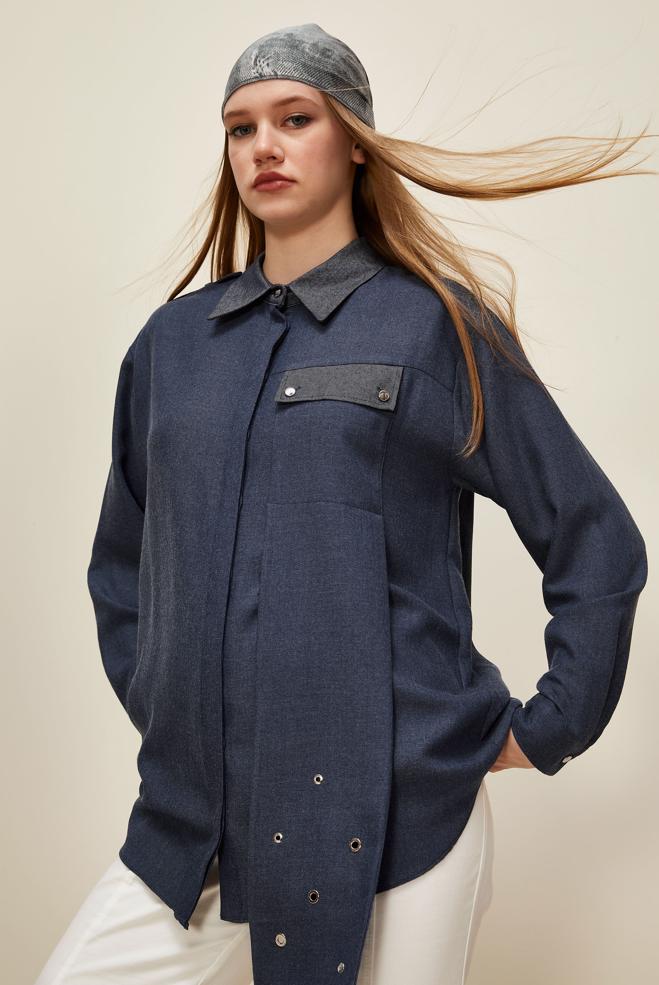 Tesettür giyim LACİVERT 46048 ARENDAL 70044 TUNİK 38-44 TEK40 - ALVİNA