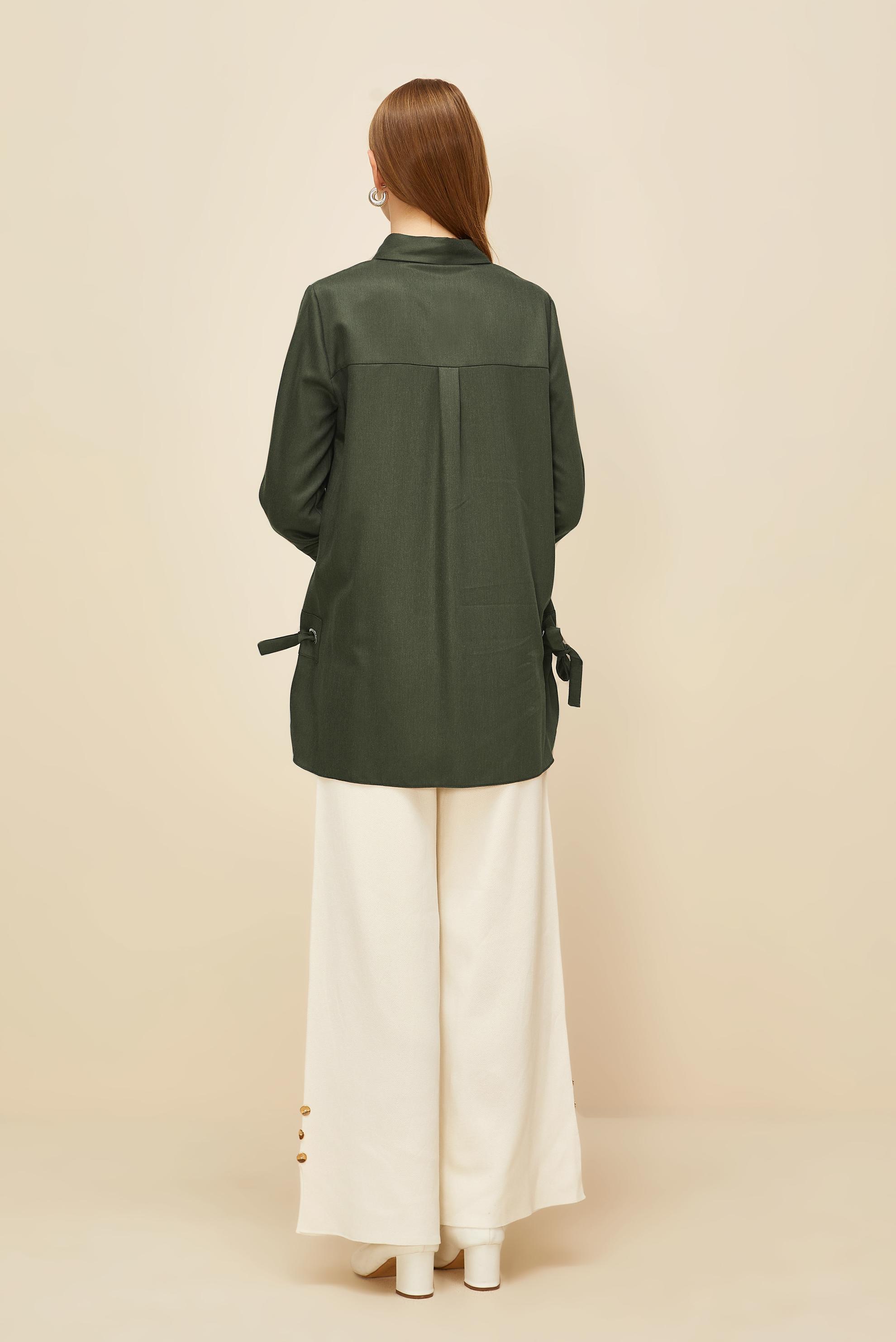 Tesettür giyim HAKİ BAĞLAMA DETAYLI TUNİK 46050