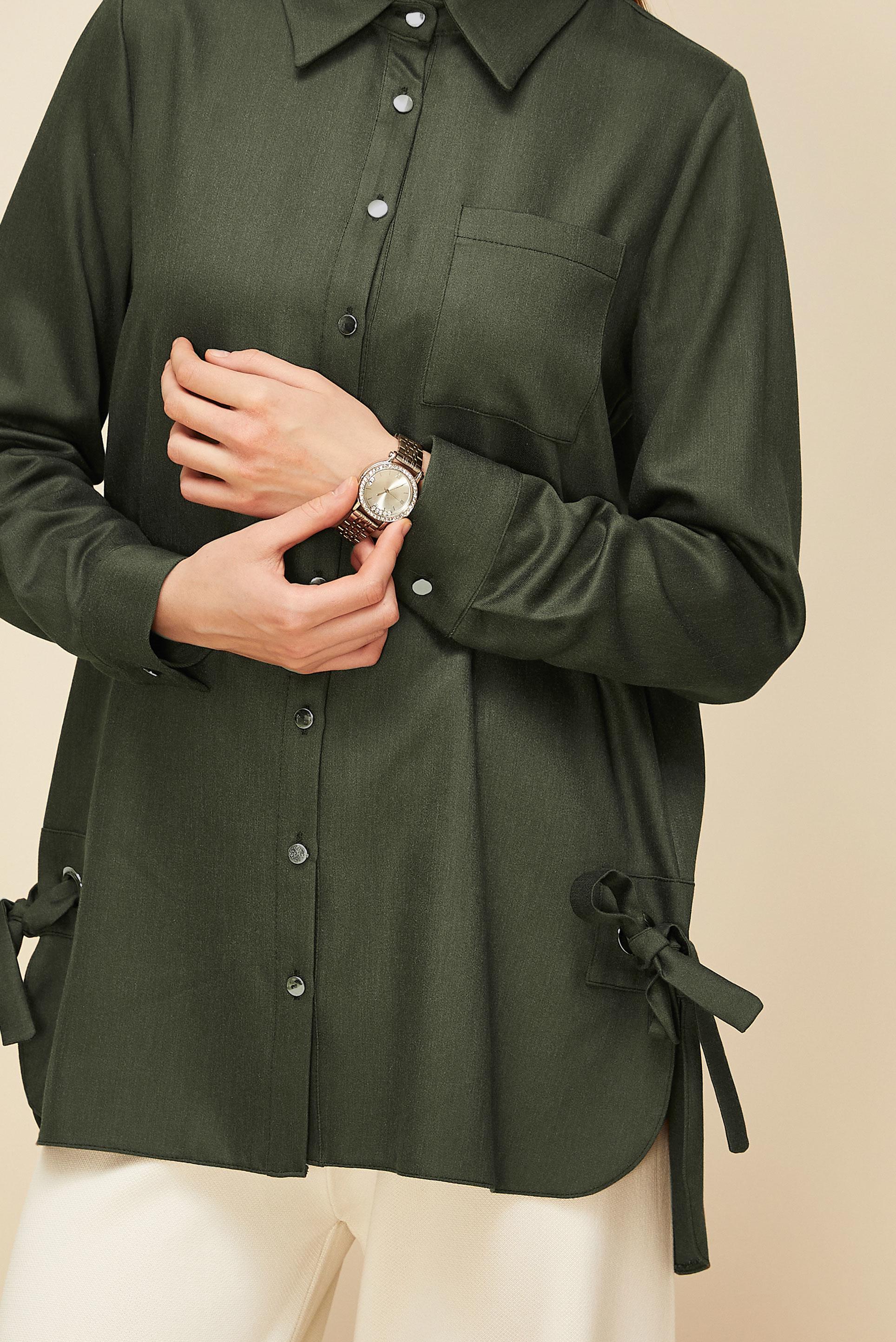 Tesettür giyim HAKİ BAĞLAMA DETAYLI TUNİK 46050