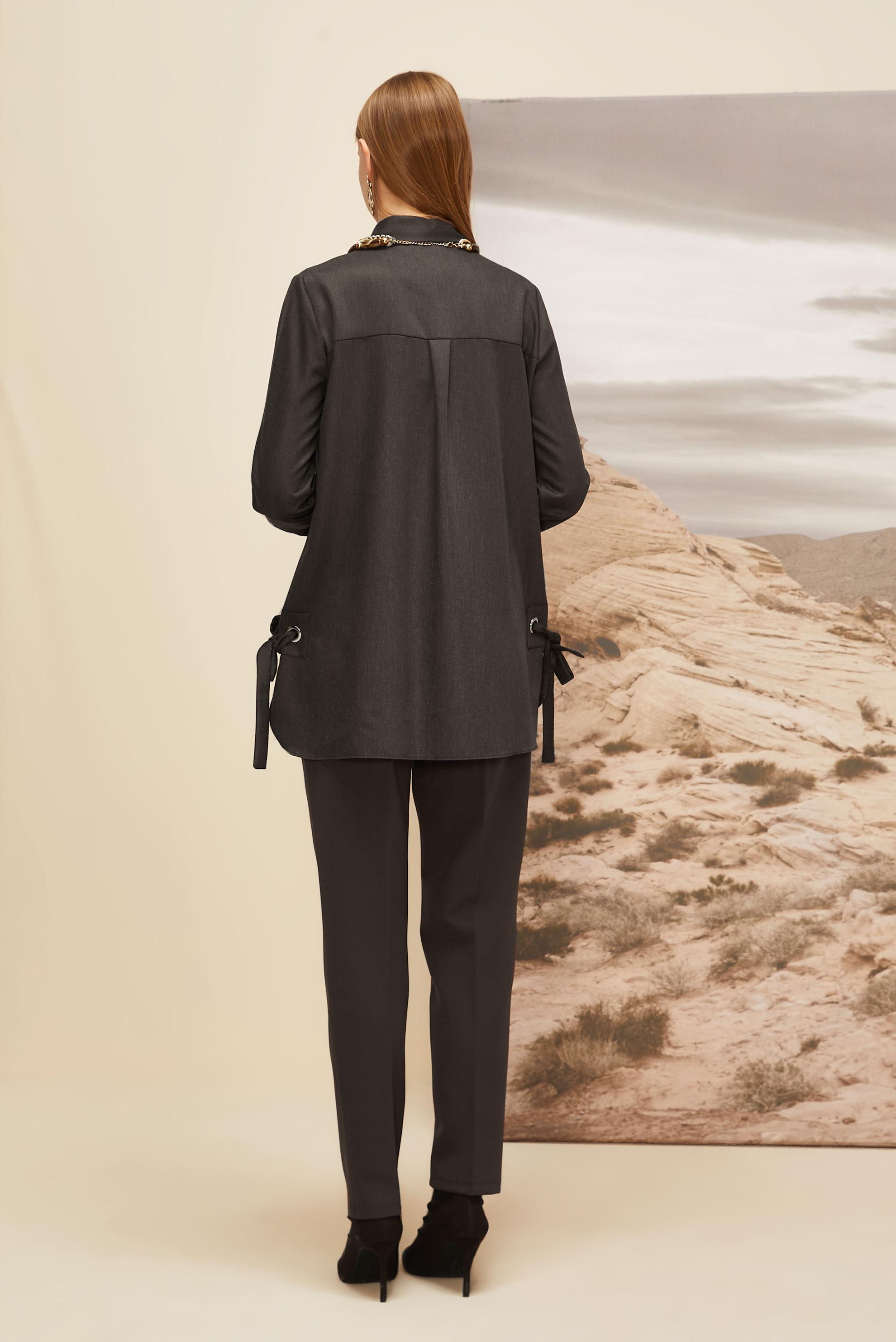 Hijab clothing BROWN TUNIC WITH TIE DETAIL 46050